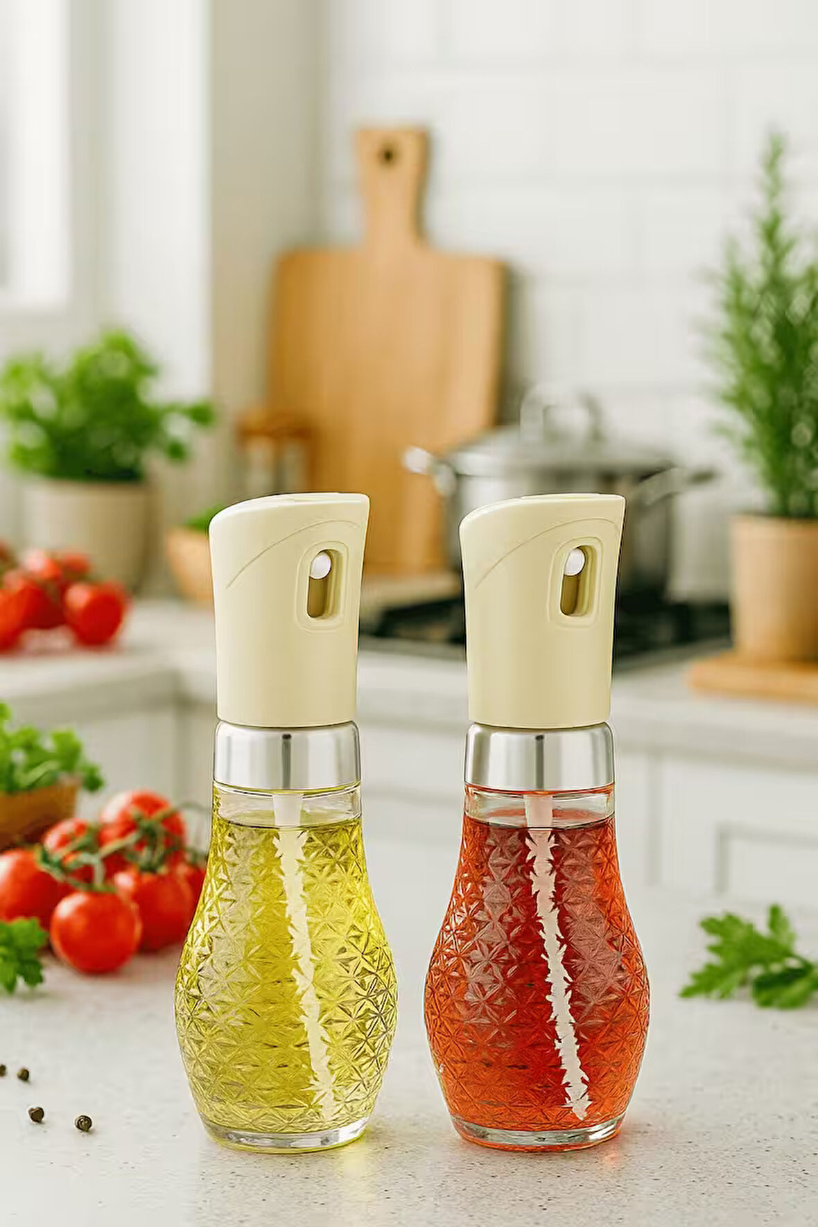 2'li Set Cam Sprey Yağdanlık - Airfryer, Izgara, Fritöz, Salata, Yemek Püskürtmeli Yağdanlık - 3066
