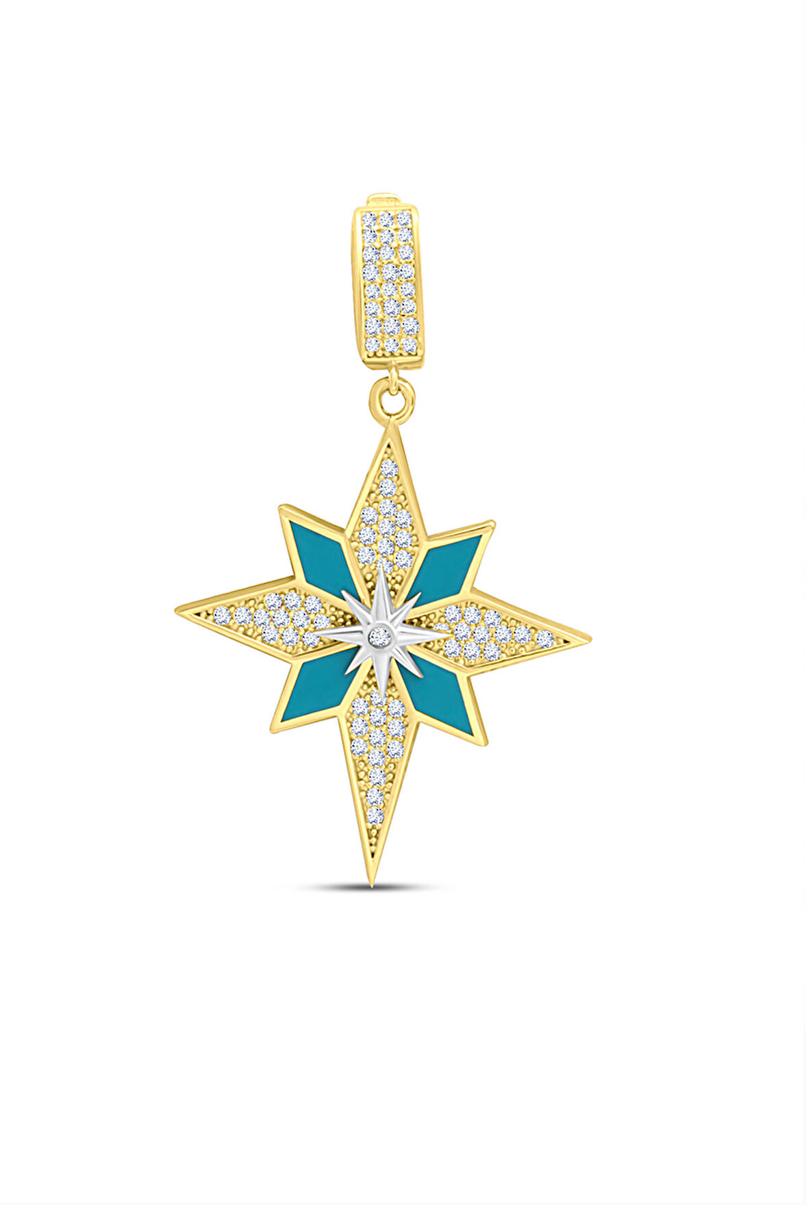 Altın Mavi Mineli Kuzey Yıldızı Charm Kolye