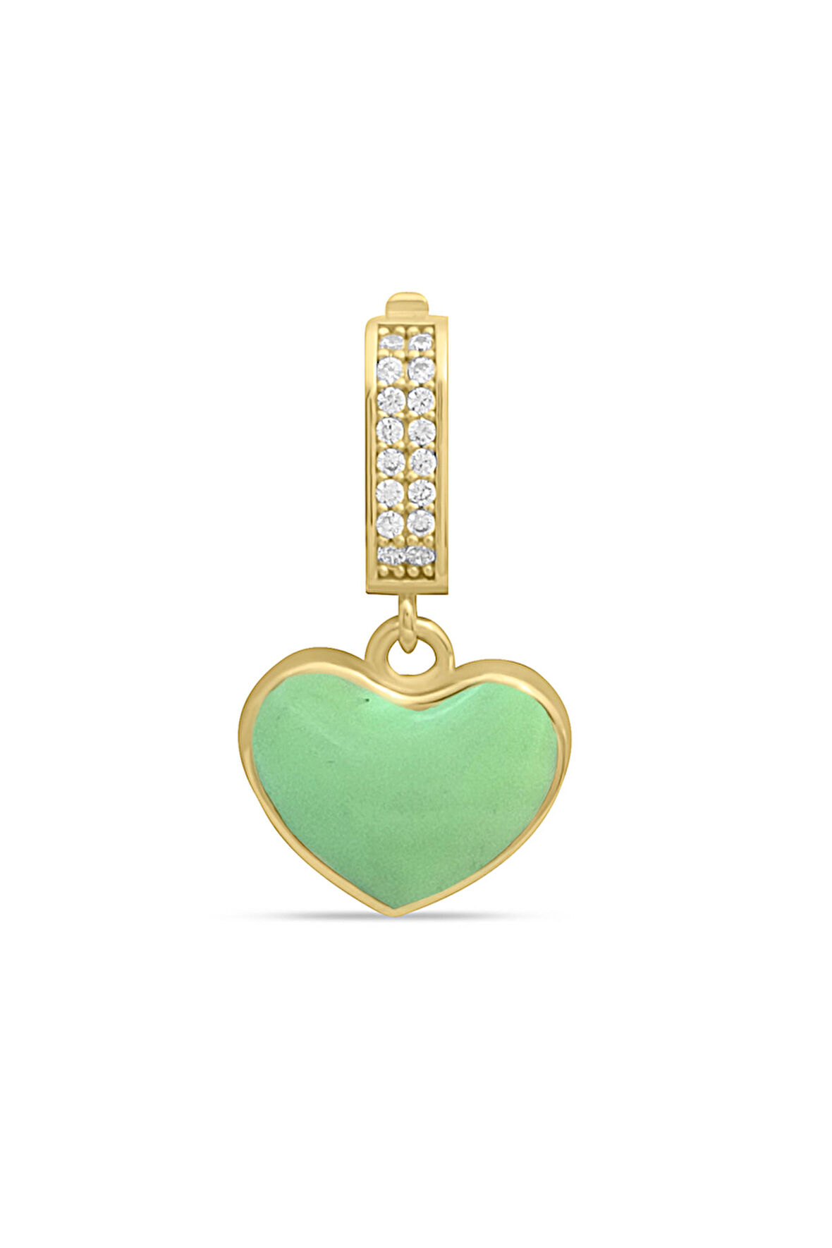 Kalp Model Açık Yeşil Mineli Altın Kolye Ucu