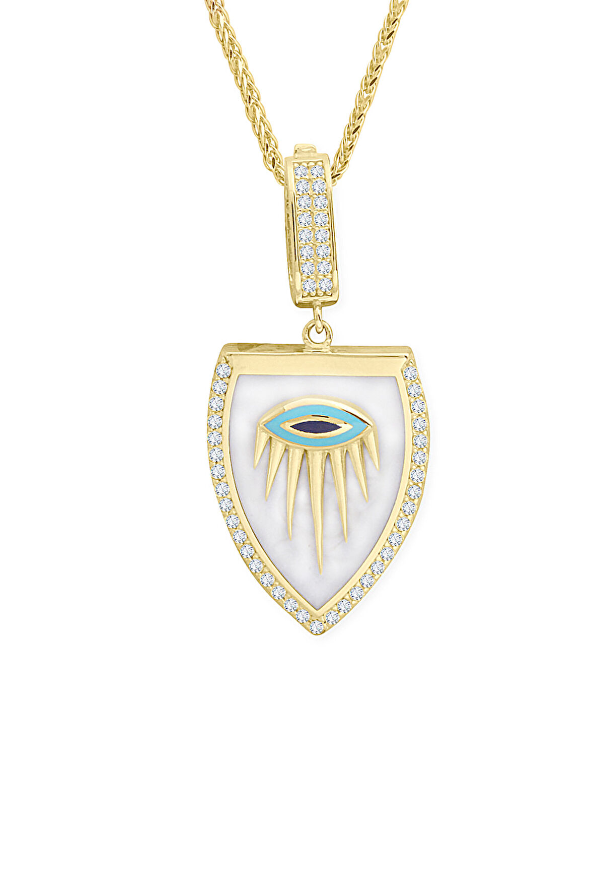 Altın Üçgen Nazar Göz Kolye