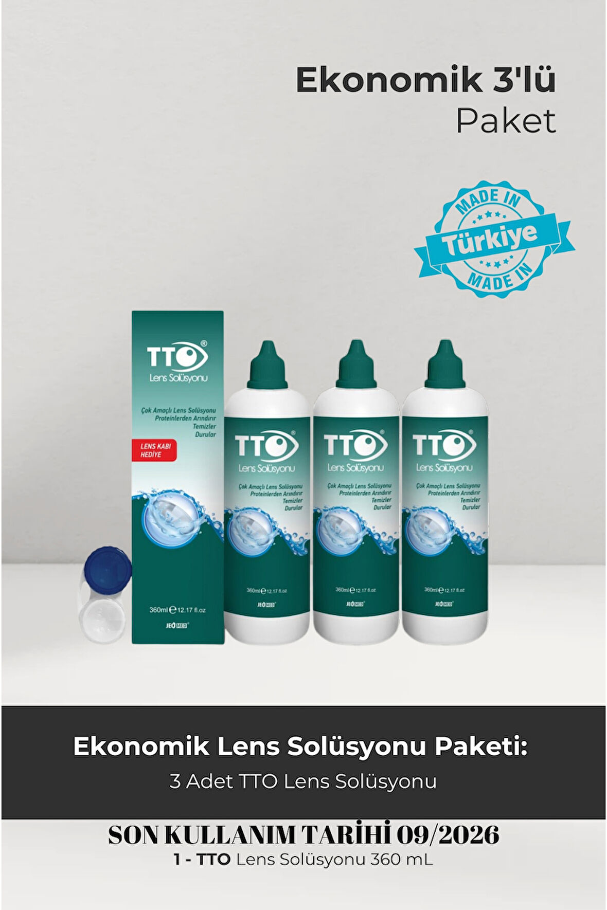 TTO LENS SOLÜSYONU 360 ML 3 ADET SON KULLANIM TARİHİ 9/2026
