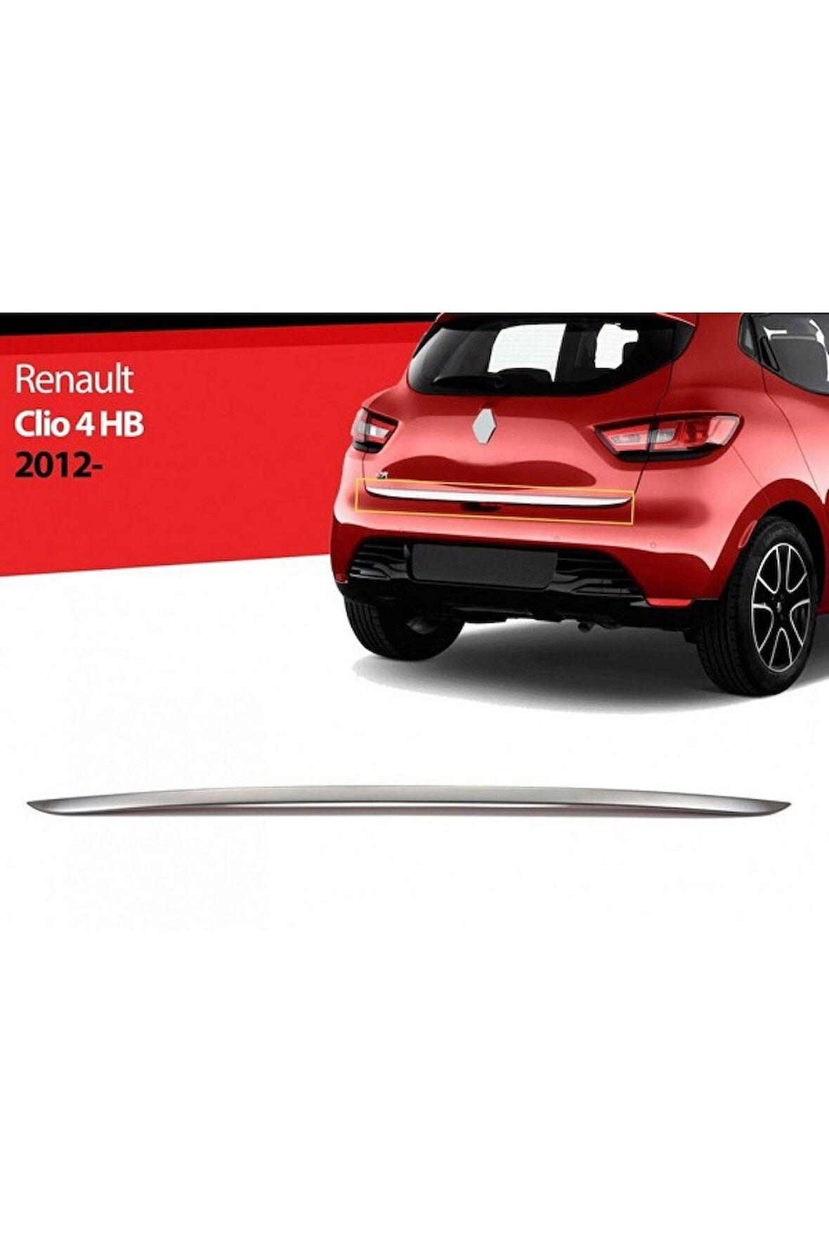 Renault Clio -4 2012-2020 Krom Bagaj Alt Çıtası Paslanmaz Çelik