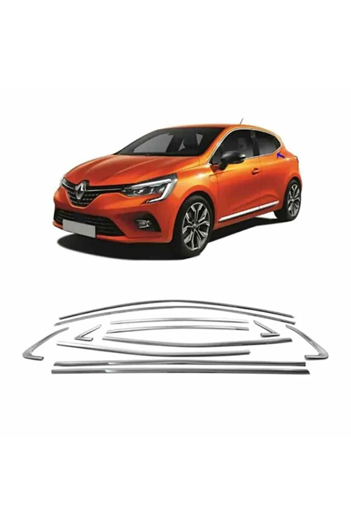 Renault Clio 5 Krom Cam Çerçevesi 12 Parça 2019 Ve Üzeri Paslanmaz Çelik Uyumlu