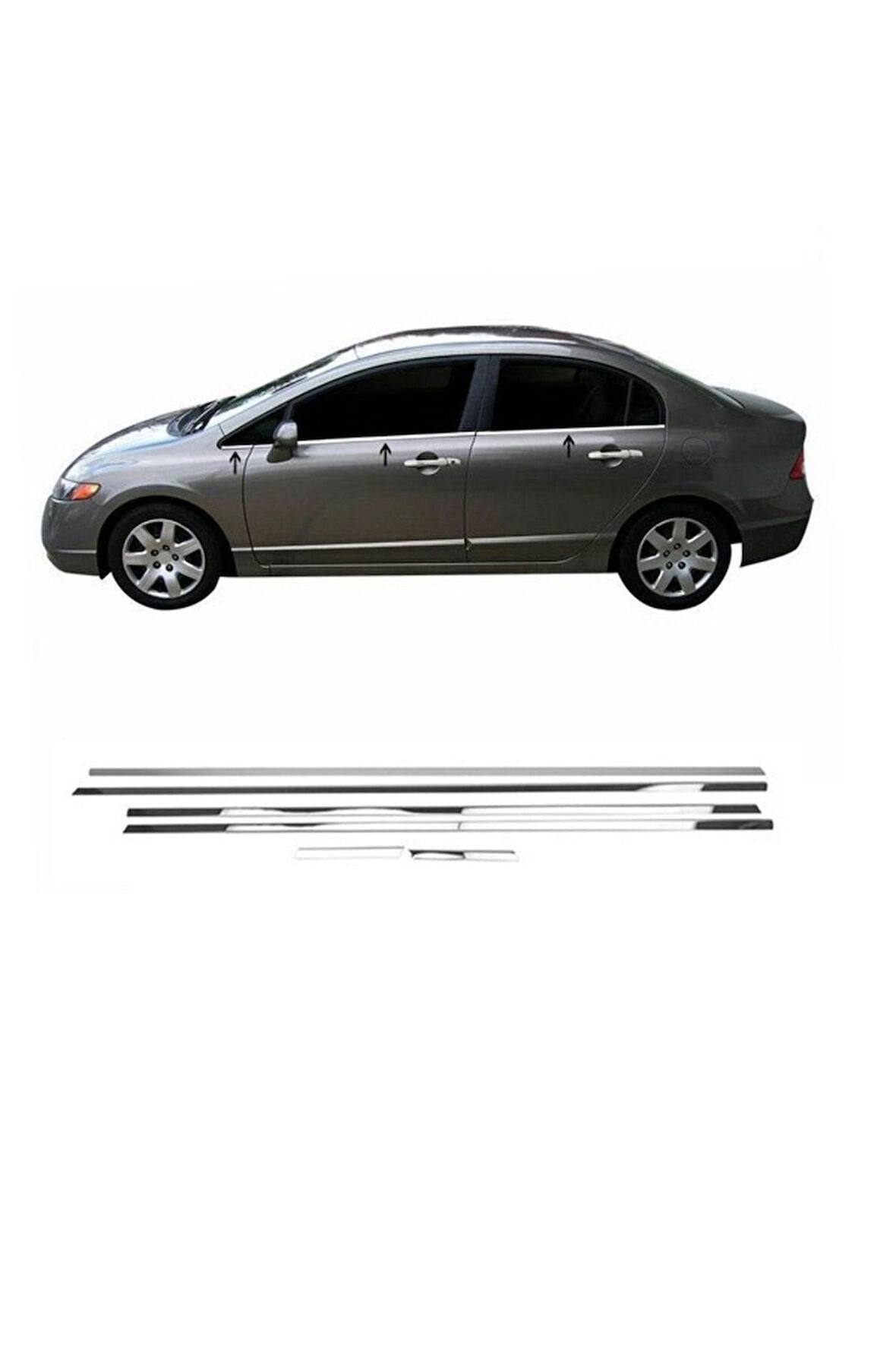 Honda Cıvıc Fd6 Kasa Krom Cam Çıtası 4 Parça Paslanmaz Çelik