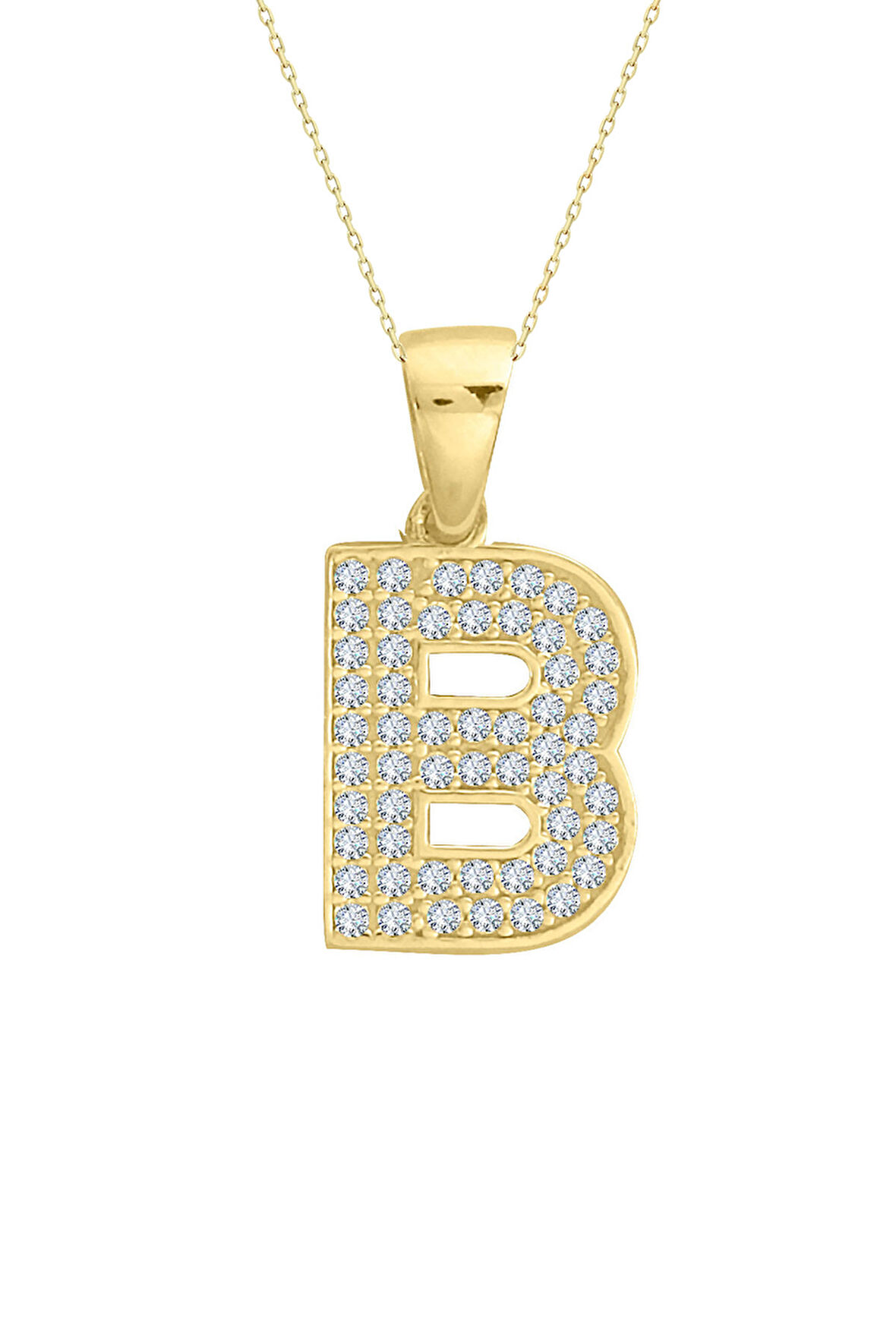 Minimal Altın Taşlı B Harfi Kolye
