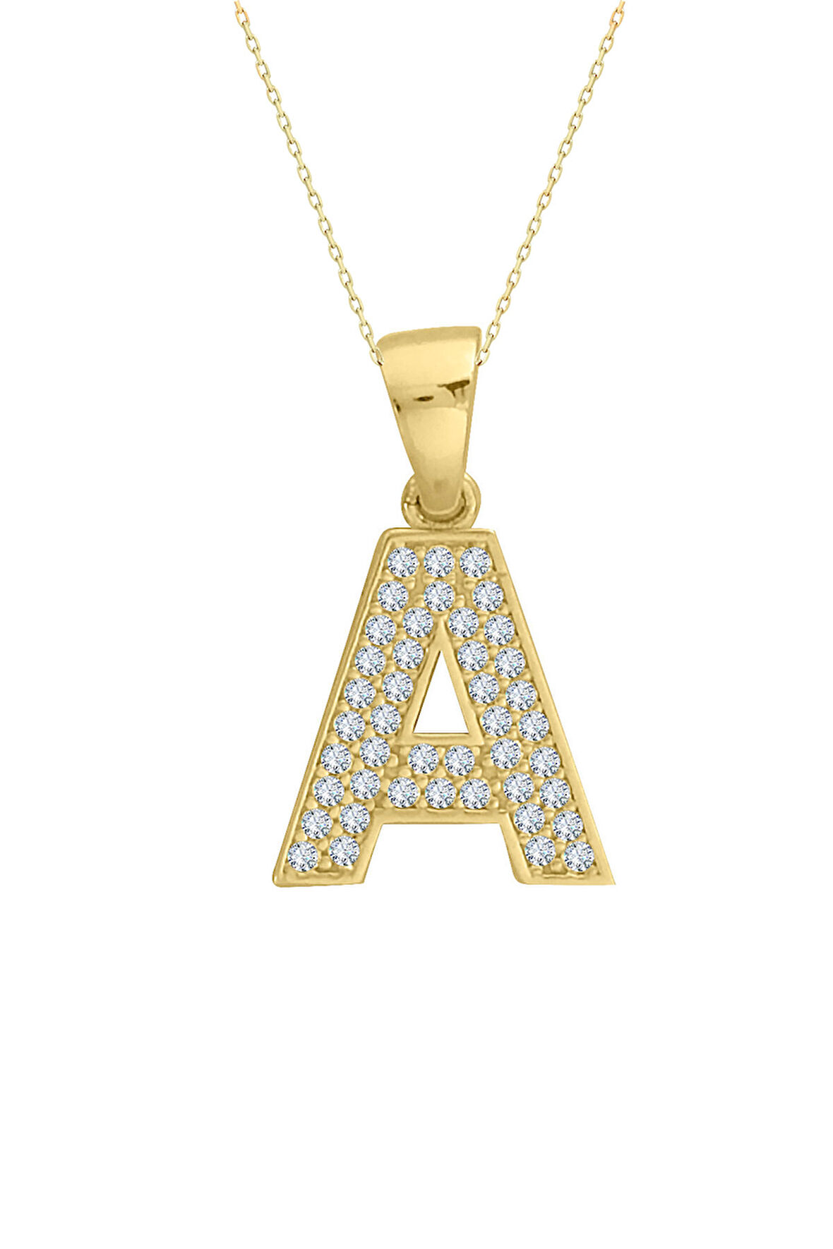 Minimal Altın Taşlı A Harfi Kolye