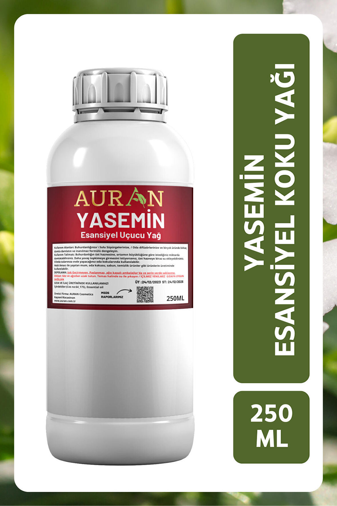 Yasemin Esansiyel Uçucu Yağ Esans Koku Yağı Hobi Esans Mum Sabun Oda Kokusu 250ml