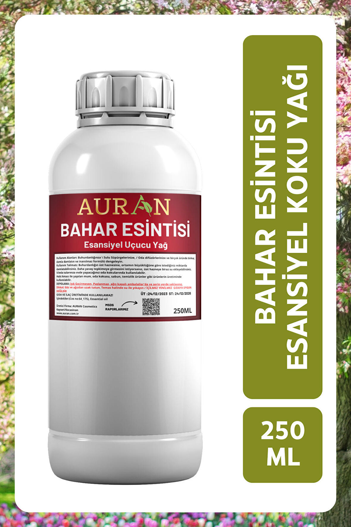 Bahar Esintisi Esansiyel Uçucu Yağ Esans Koku Yağı Hobi Esans Mum Sabun Oda Kokusu 250ml