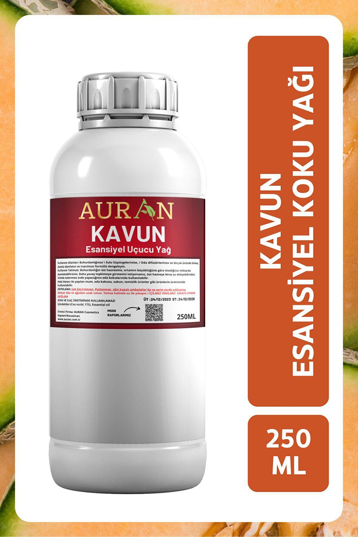 Kavun Esansiyel Uçucu Yağ Esans Koku Yağı Hobi Esans Mum Sabun Oda Kokusu 250ml