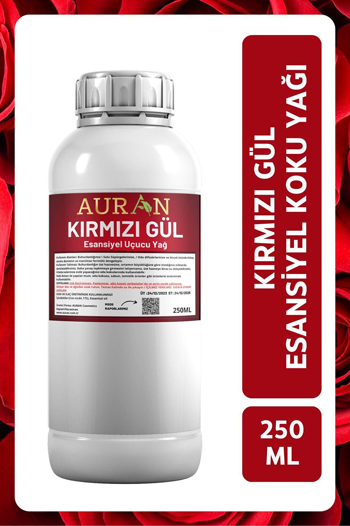 Kırmızı Gül Esansiyel Uçucu Yağ Esans Koku Yağı Hobi Esans Mum Sabun Oda Kokusu 250ml