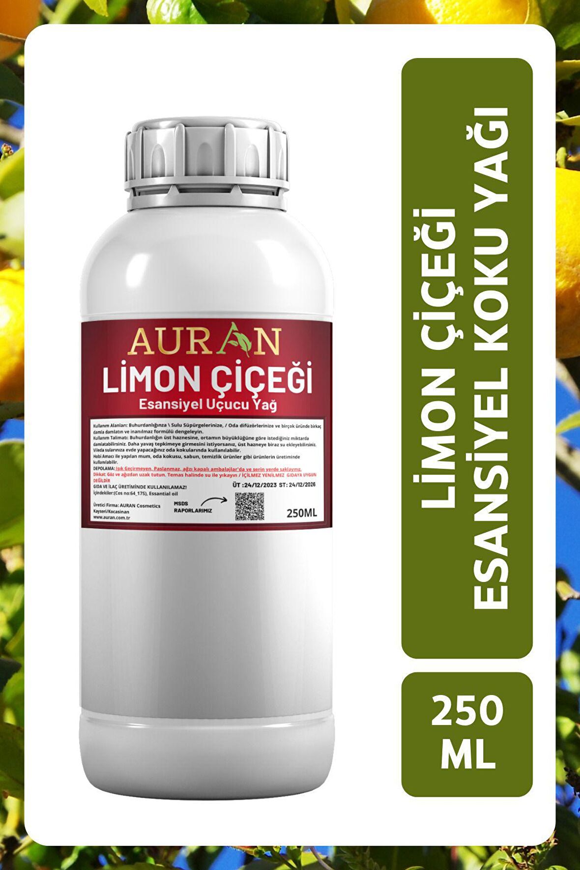 Limon Çiçeği Esansiyel Uçucu Yağ Esans Koku Yağı Hobi Esans Mum Sabun Oda Kokusu 250ml