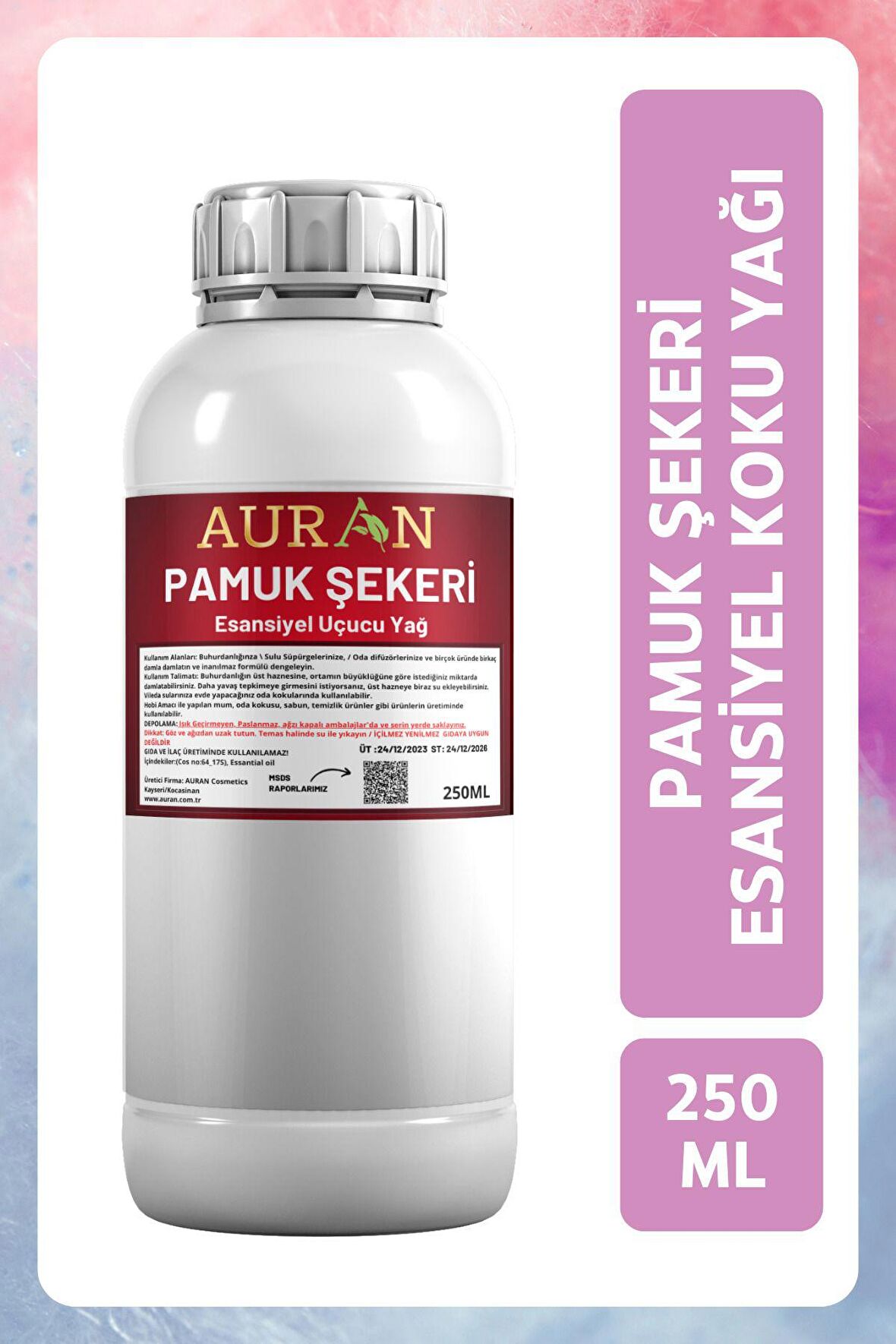 Pamuk Şekeri Esansiyel Uçucu Yağ Esans Koku Yağı Hobi Esans Mum Sabun Oda Kokusu 250ml