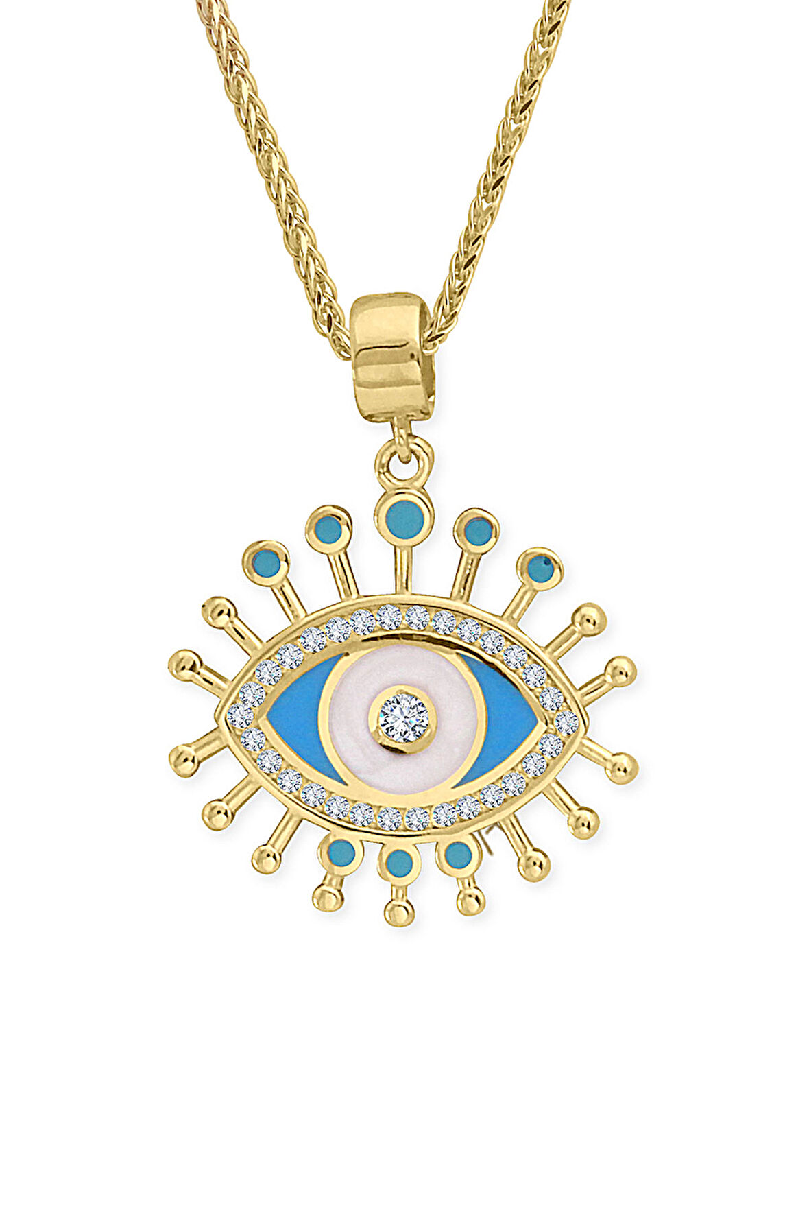 Mavi Göz Altın Nazar Kolye