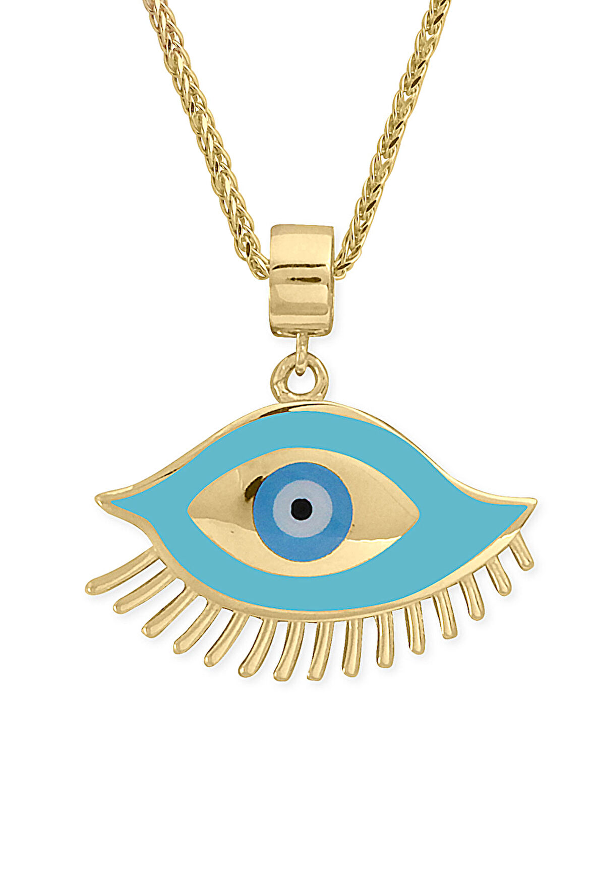 Turkuaz Mineli Göz Altın Nazar Kolye