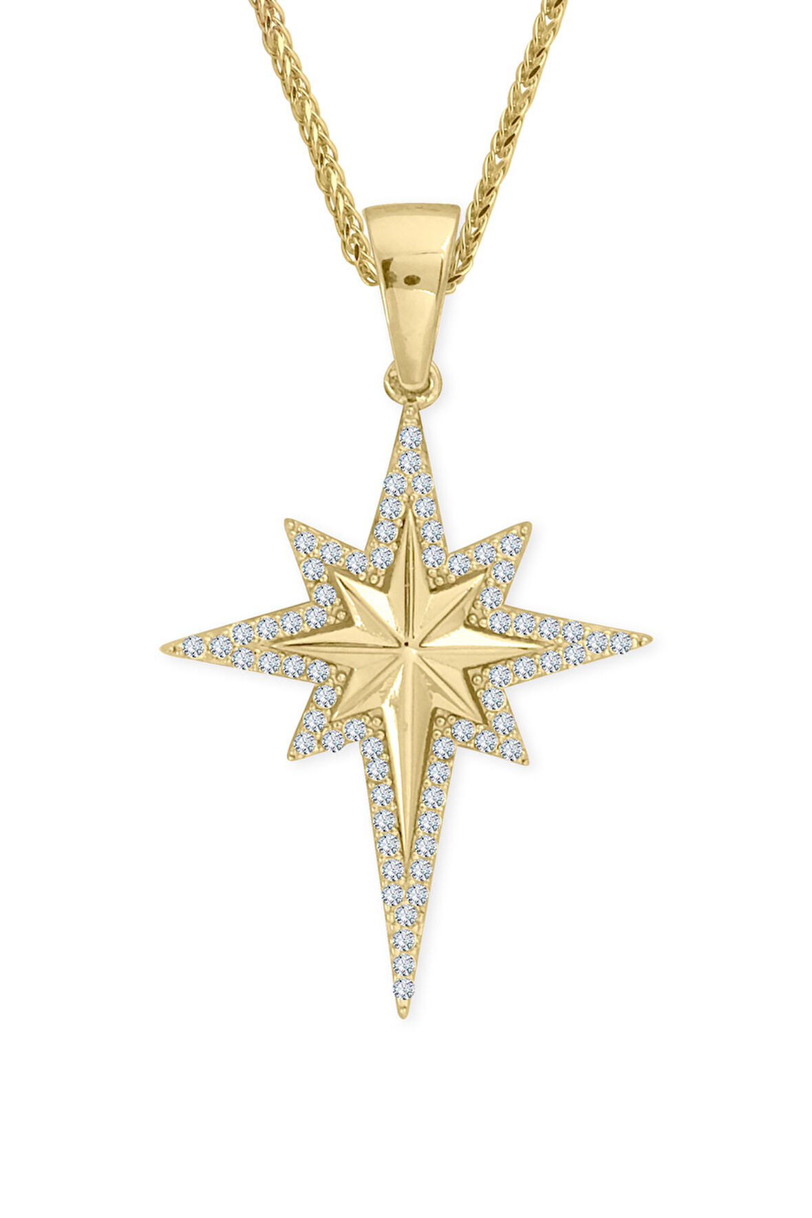 Taşlı Altın Kuzey Yıldızı Kolye