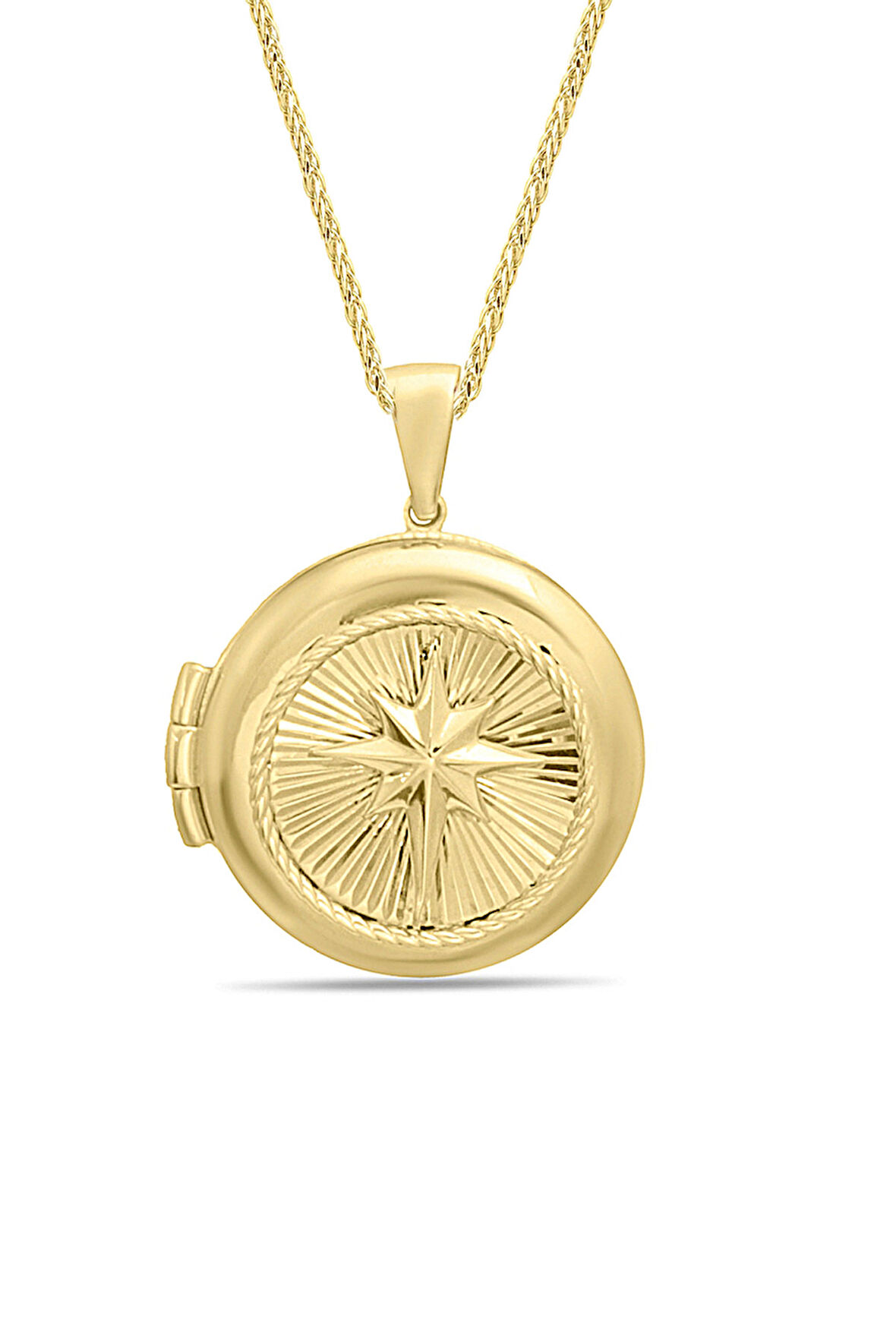 Yuvarlak Altın Yıldız Model Madalyon Kolye