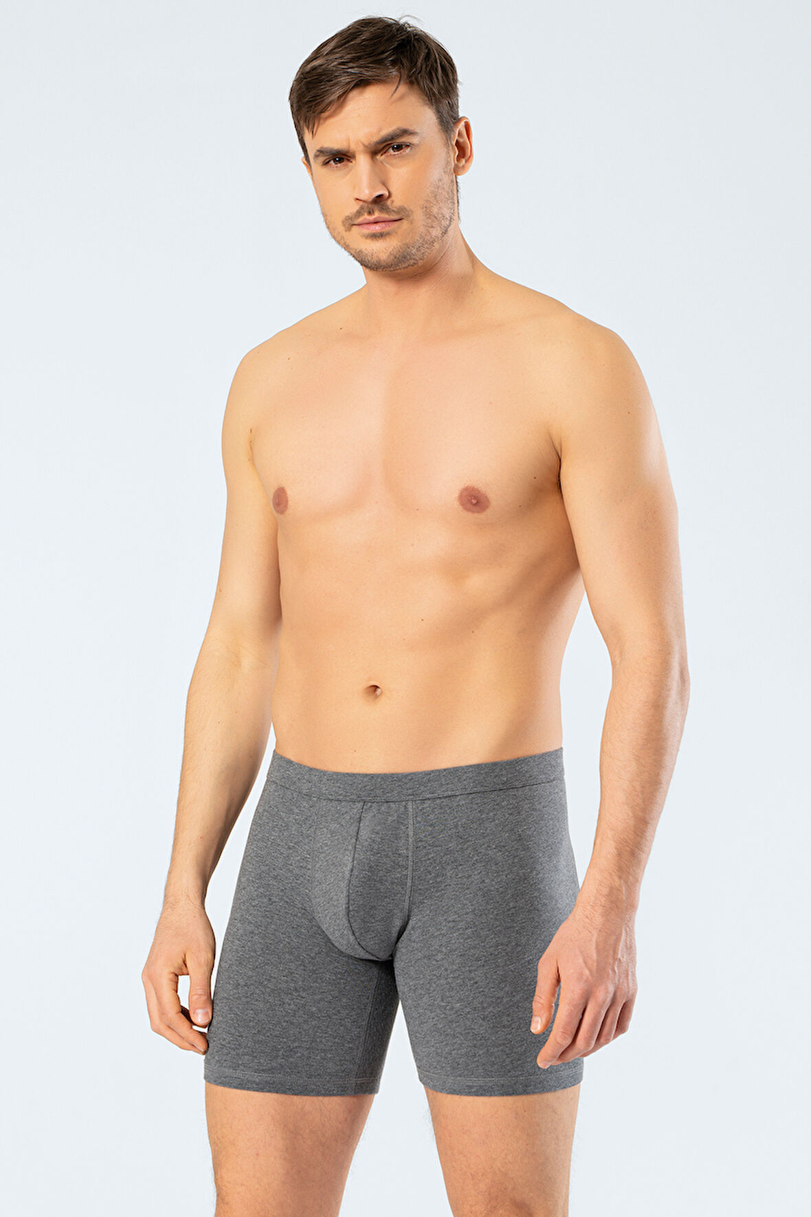 Cacharel Erkek Likralı Uzun Boxer (Bel Bantlı) 1336/Antrasit