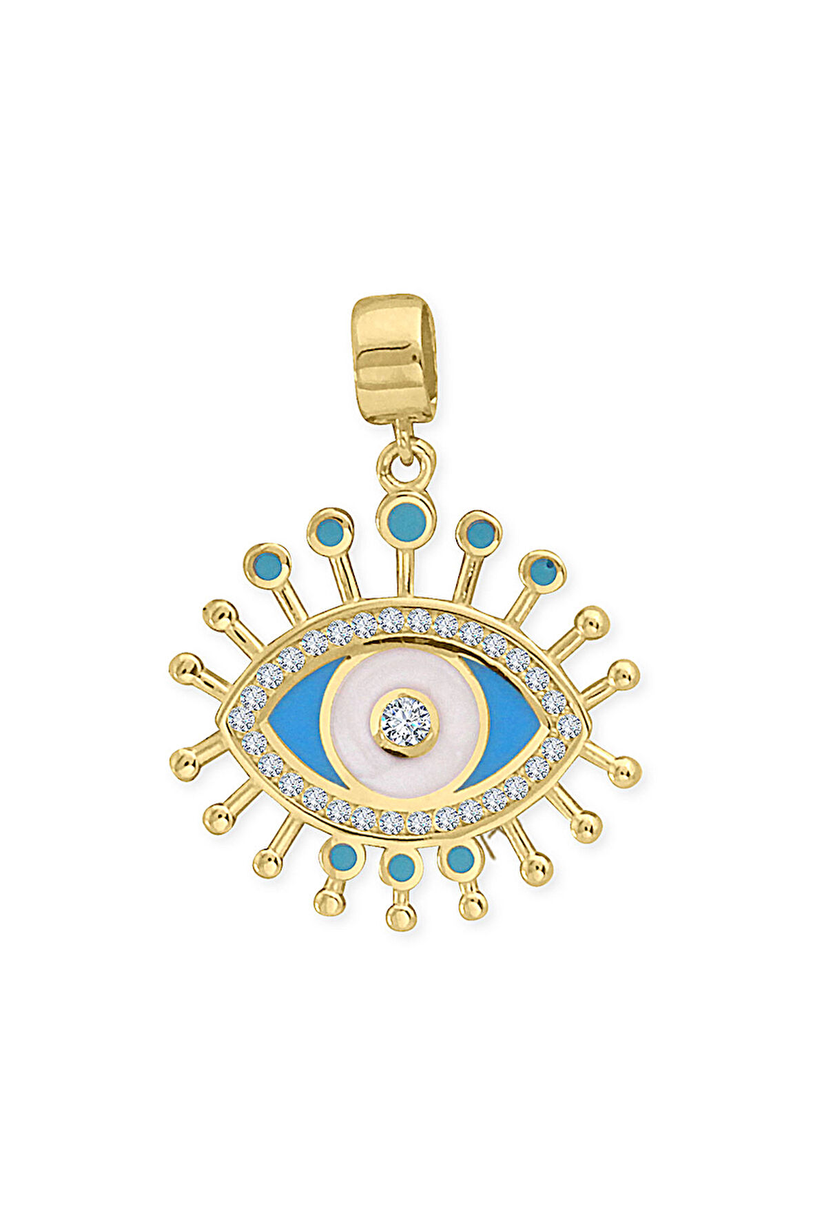 Mavi Göz Altın Nazar Kolye Ucu