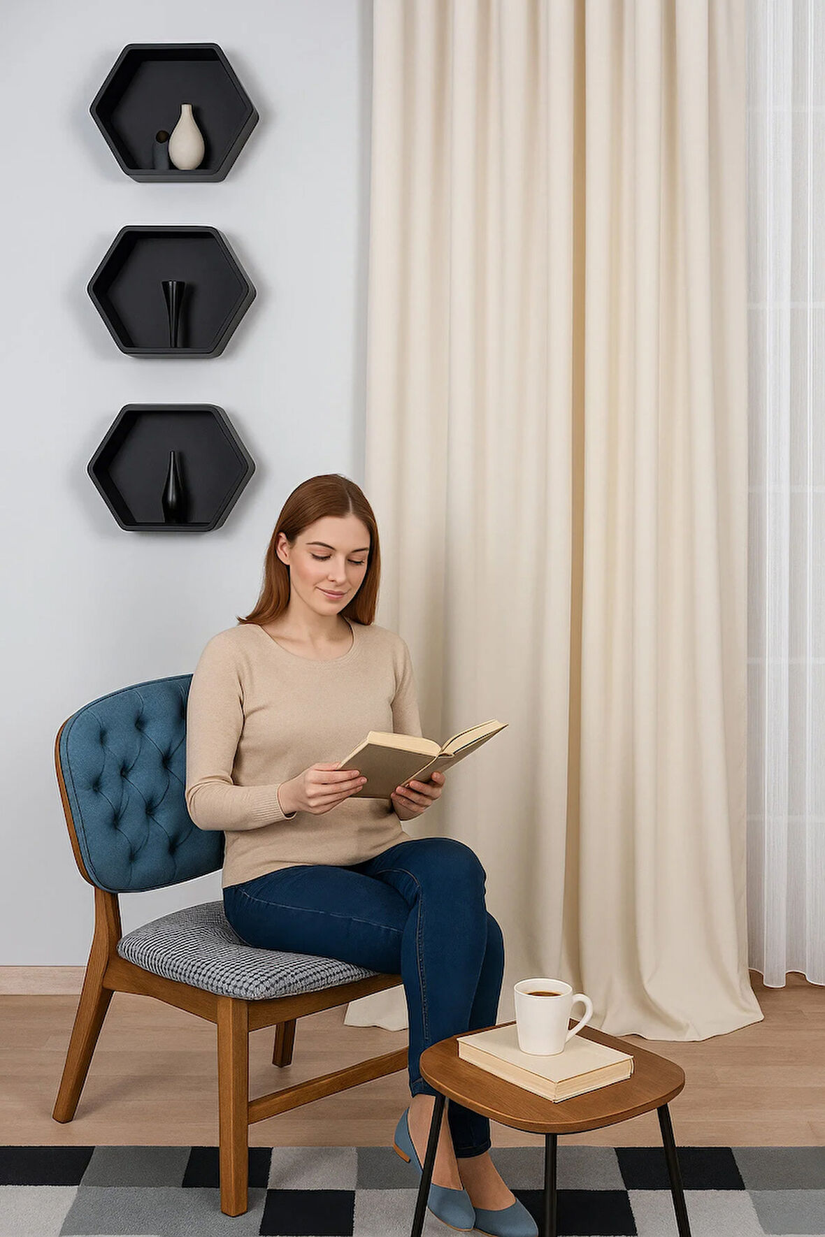 KADİFE Dokulu Ada Fon Perde Salon Yatak Odası