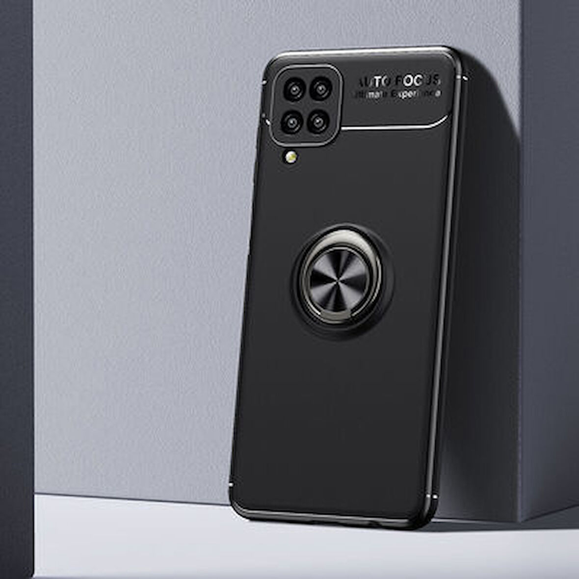 Samsung Galaxy A12 Kılıf Yüzüklü Şık Premium Silikon Kapak RCV/Ravel