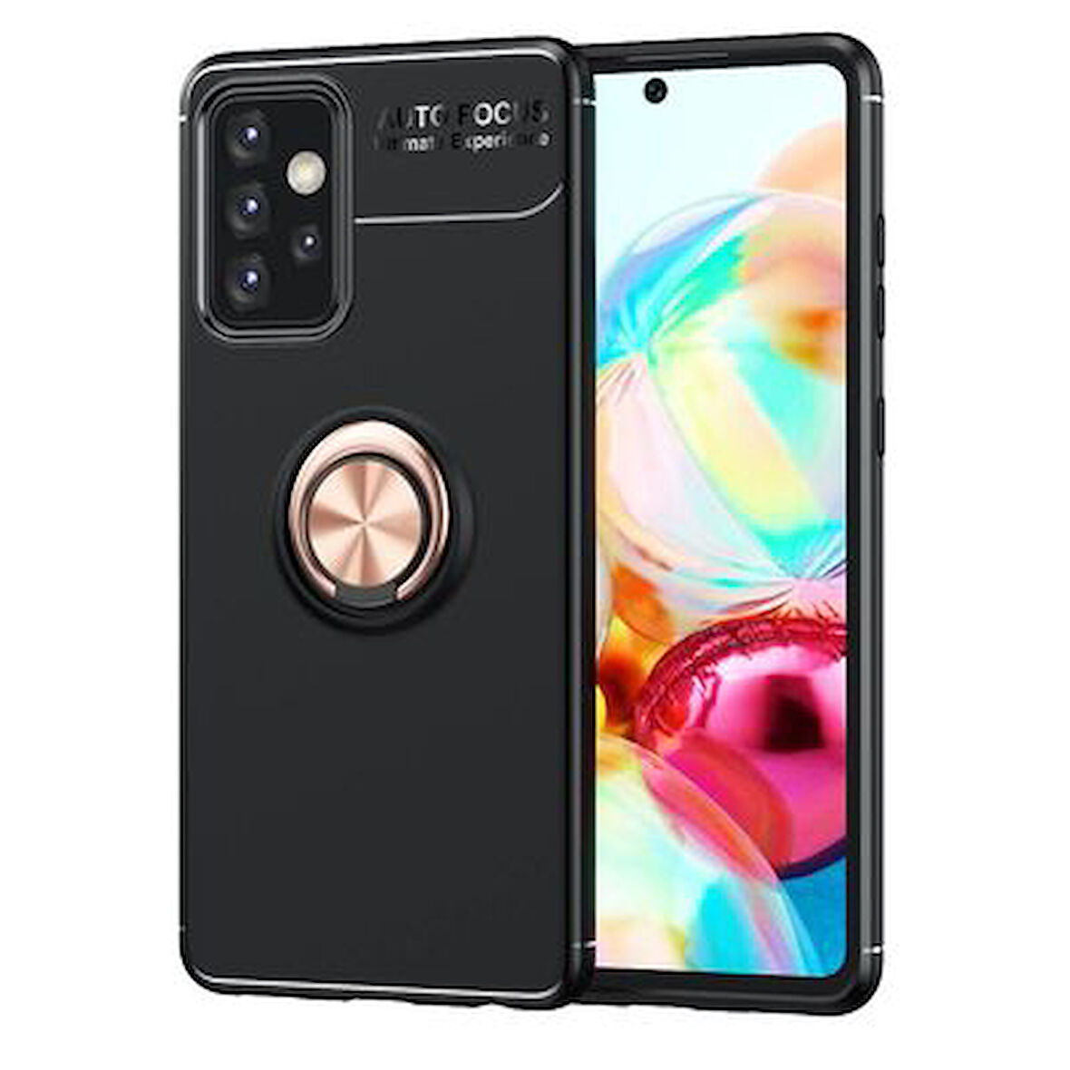 Samsung Galaxy A72 Kılıf Yüzüklü Şık Premium Silikon Kapak RCV/Ravel