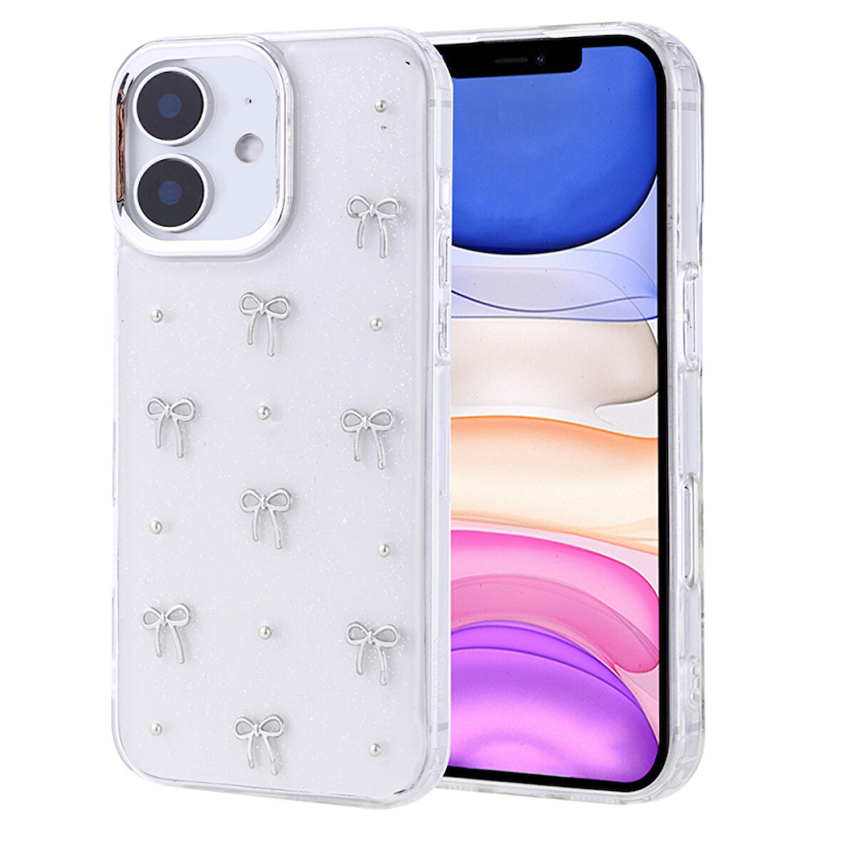 iPhone 11 Kılıf Şeffaf Yapılı Sert Mini 3D Figürlü Şık Silikon Kapak RCV/Kutup