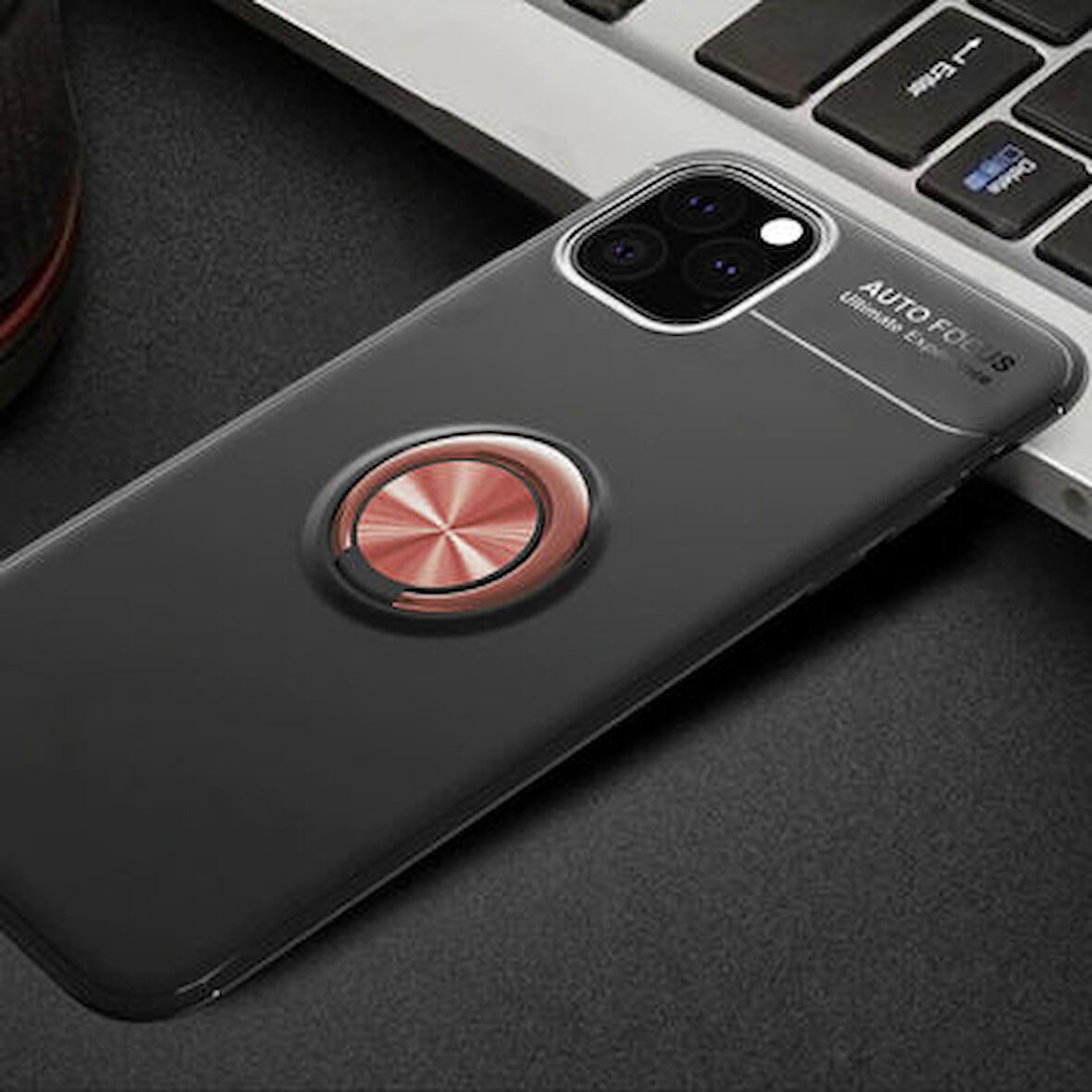 iPhone 11 Pro Max Kılıf Yüzüklü Şık Premium Silikon Kapak RCV/Ravel