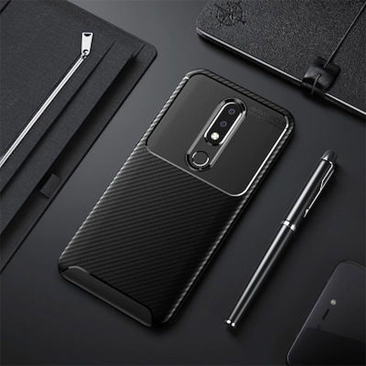 Nokia 5.1 Plus Kılıf El İzi Yapmayan Yüksek Kaliteli Silikondan Üretilmiş Premium Kapak RCV/Negro