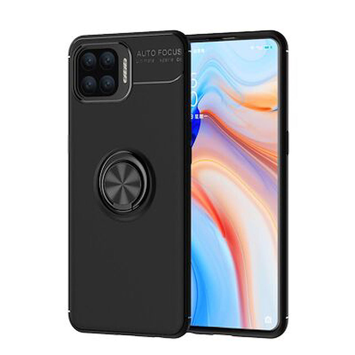 Oppo Reno A73 Kılıf Yüzüklü Şık Premium Silikon Kapak RCV/Ravel