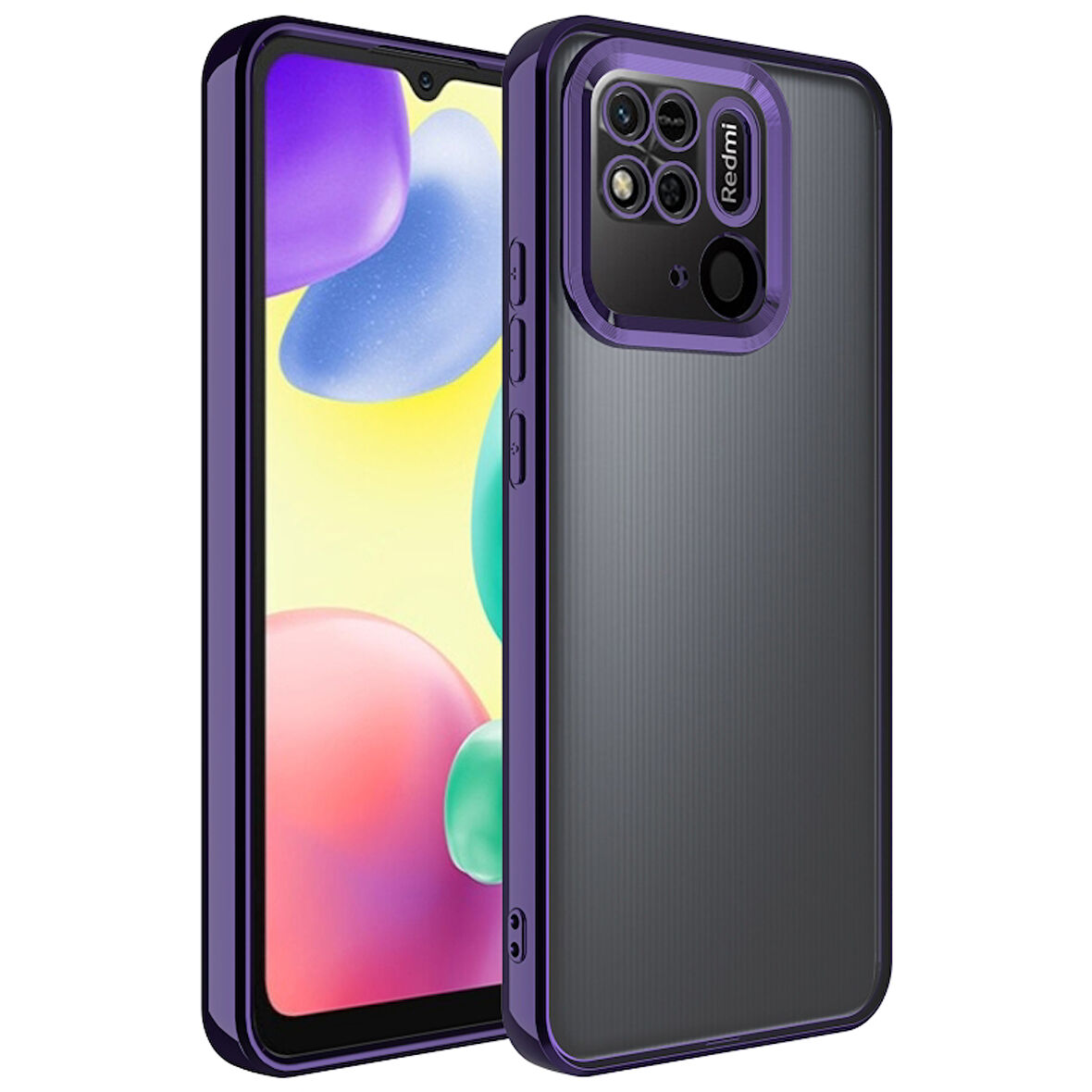 Redmi 10C Uyumlu Kenarları Parlak ve Logo Detaylı Şık Esnek Silikon Kapak RCV/Omega