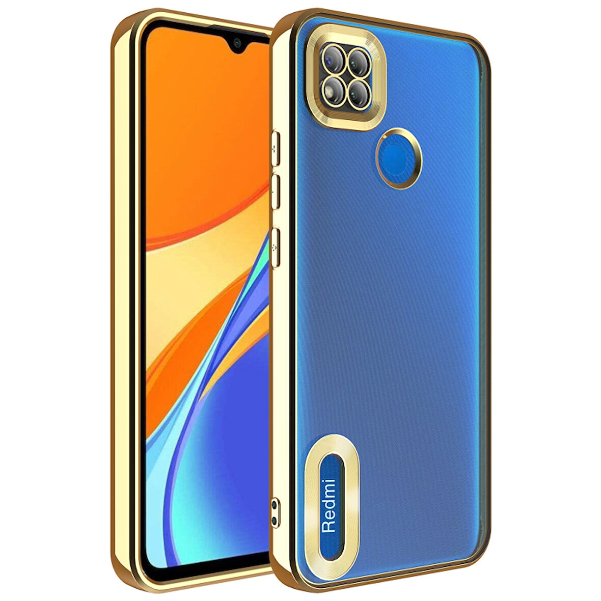Redmi 9C Uyumlu Kenarları Parlak ve Logo Detaylı Şık Esnek Silikon Kapak RCV/Omega