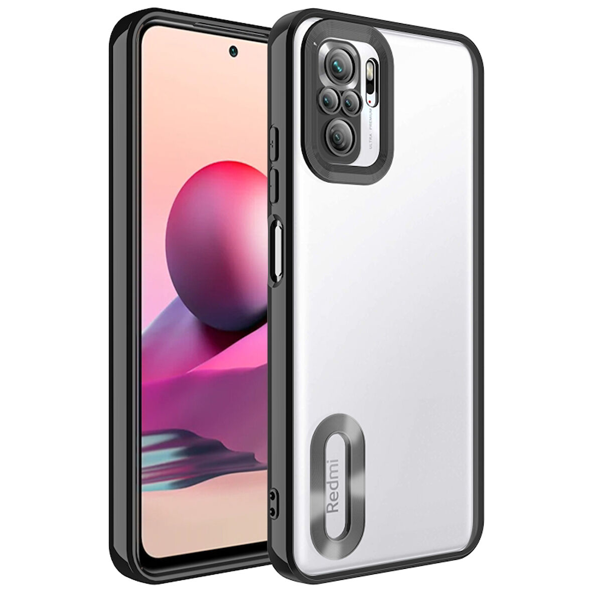 Redmi Note 10S Uyumlu Kenarları Parlak ve Logo Detaylı Şık Esnek Silikon Kapak RCV/Omega