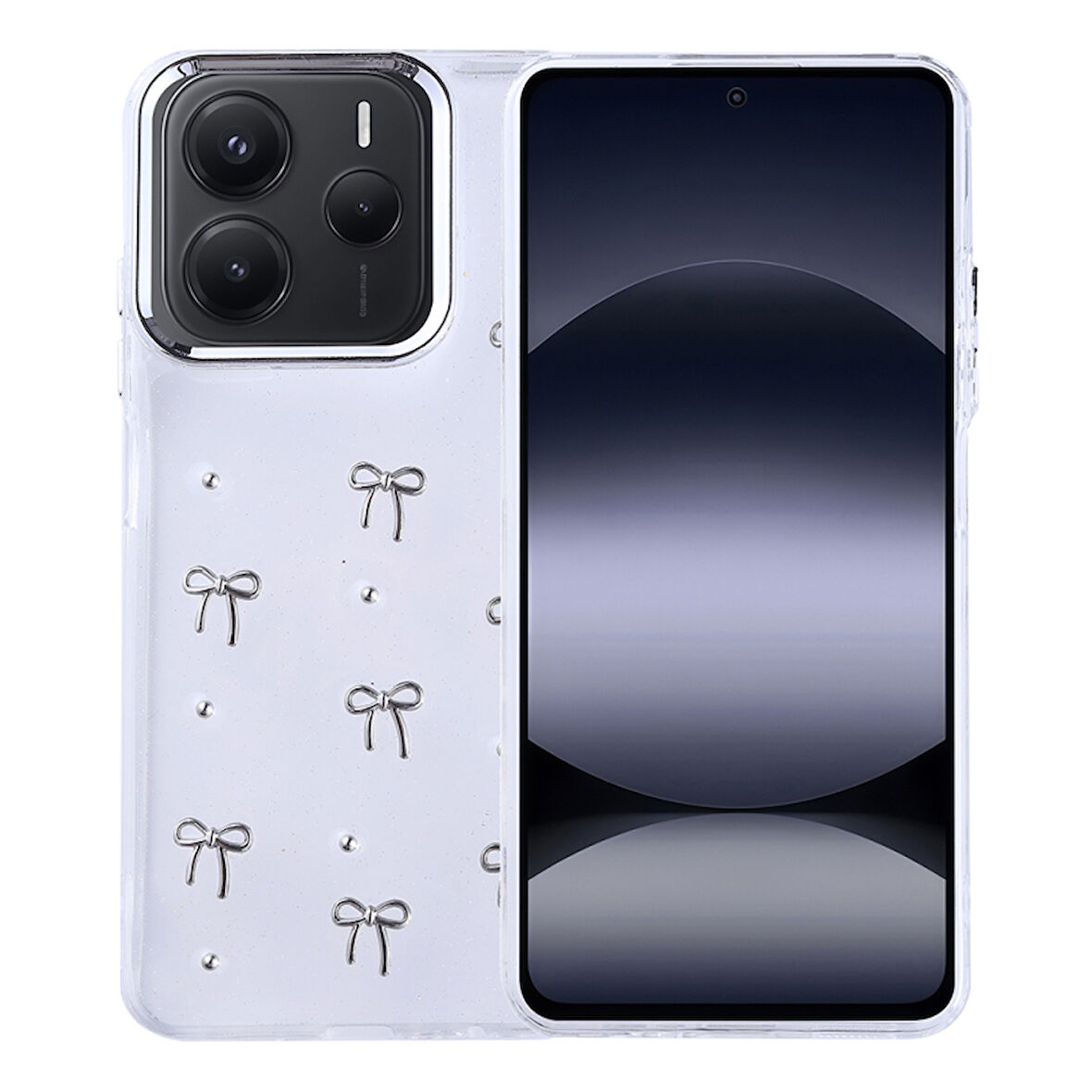 Redmi Note 14 5G Kılıf Şeffaf Yapılı Sert Mini 3D Figürlü Şık Silikon Kapak RCV/Kutup