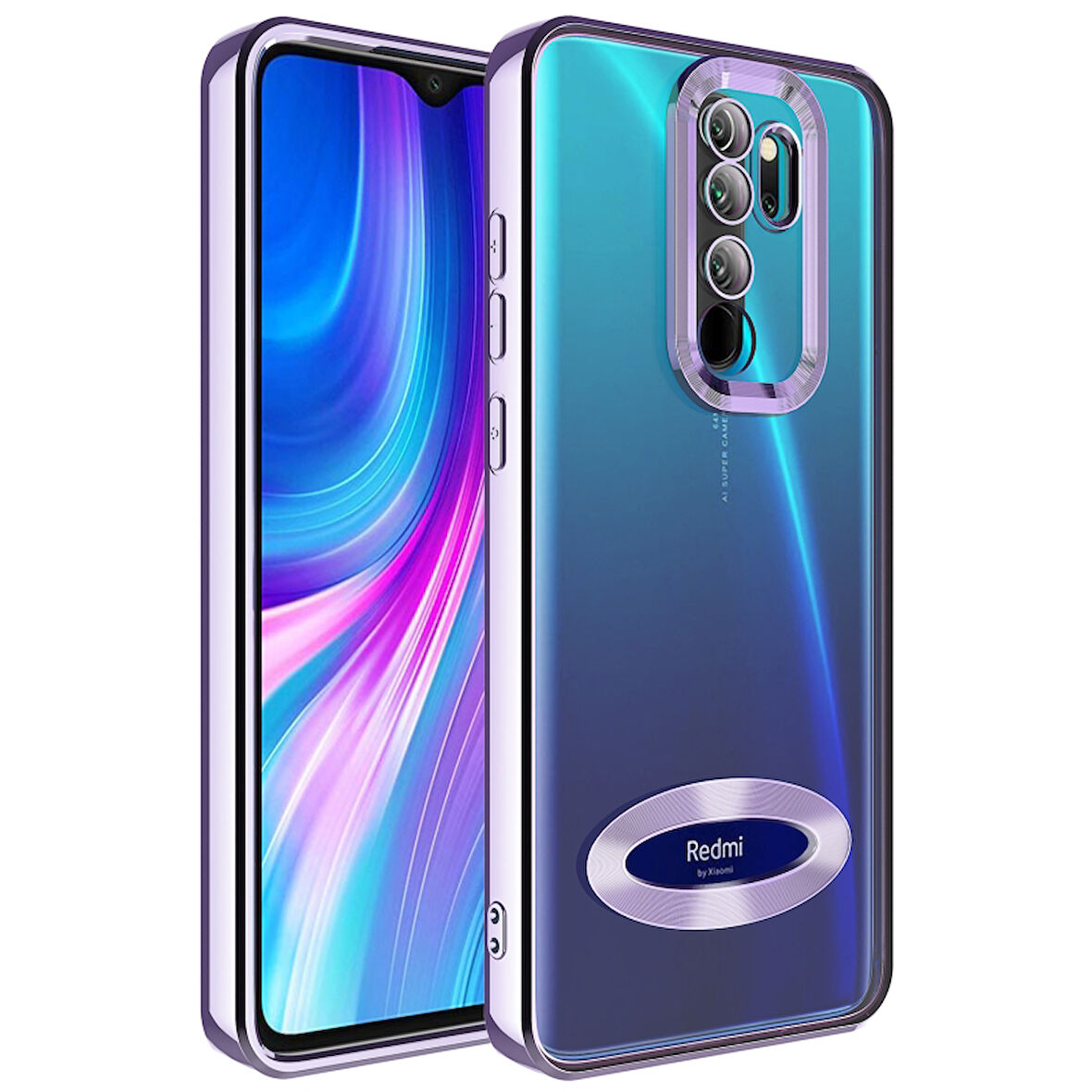 Redmi Note 8 Pro Uyumlu Kenarları Parlak ve Logo Detaylı Şık Esnek Silikon Kapak RCV/Omega