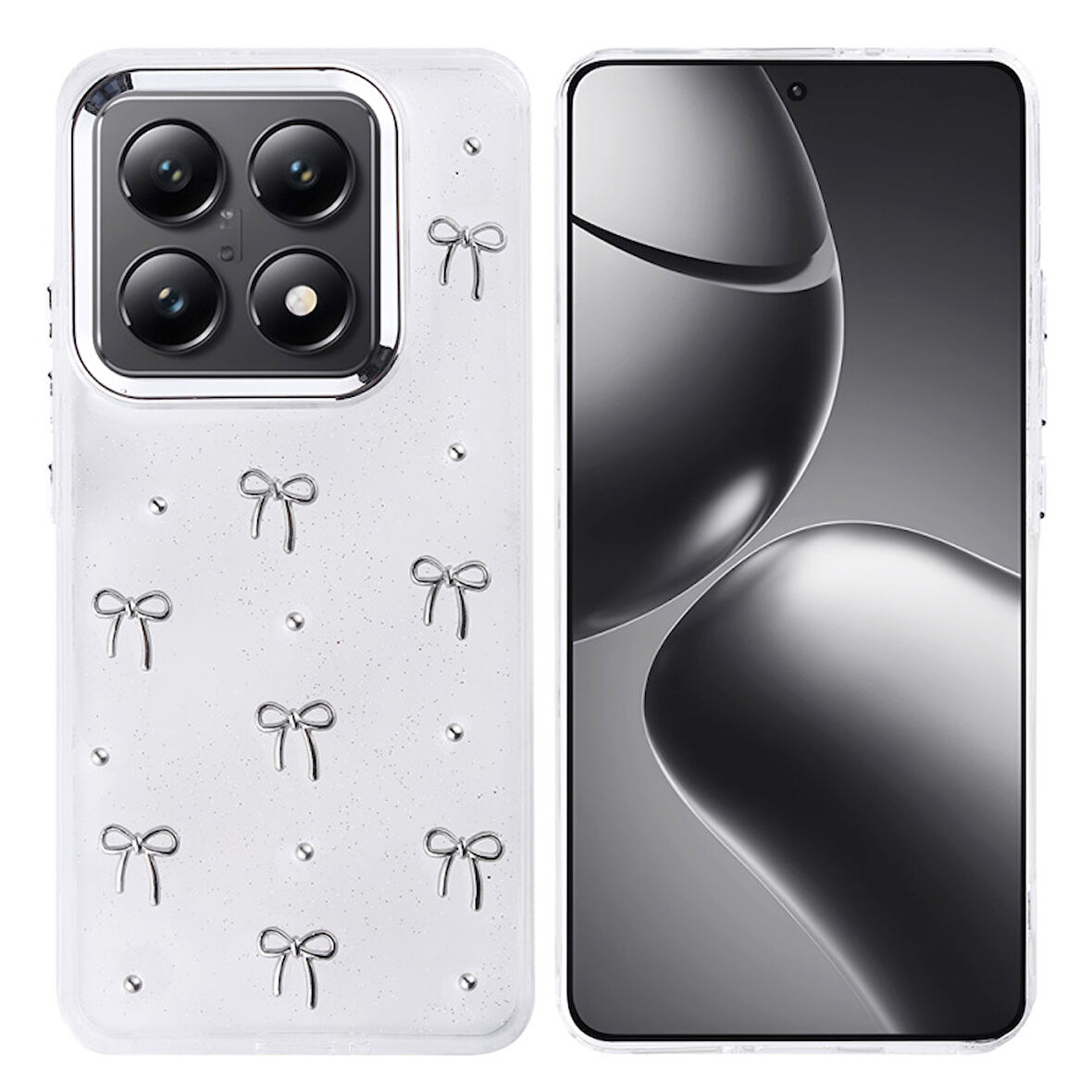 Xiaomi 14T Pro Kılıf Şeffaf Yapılı Sert Mini 3D Figürlü Şık Silikon Kapak RCV/Kutup