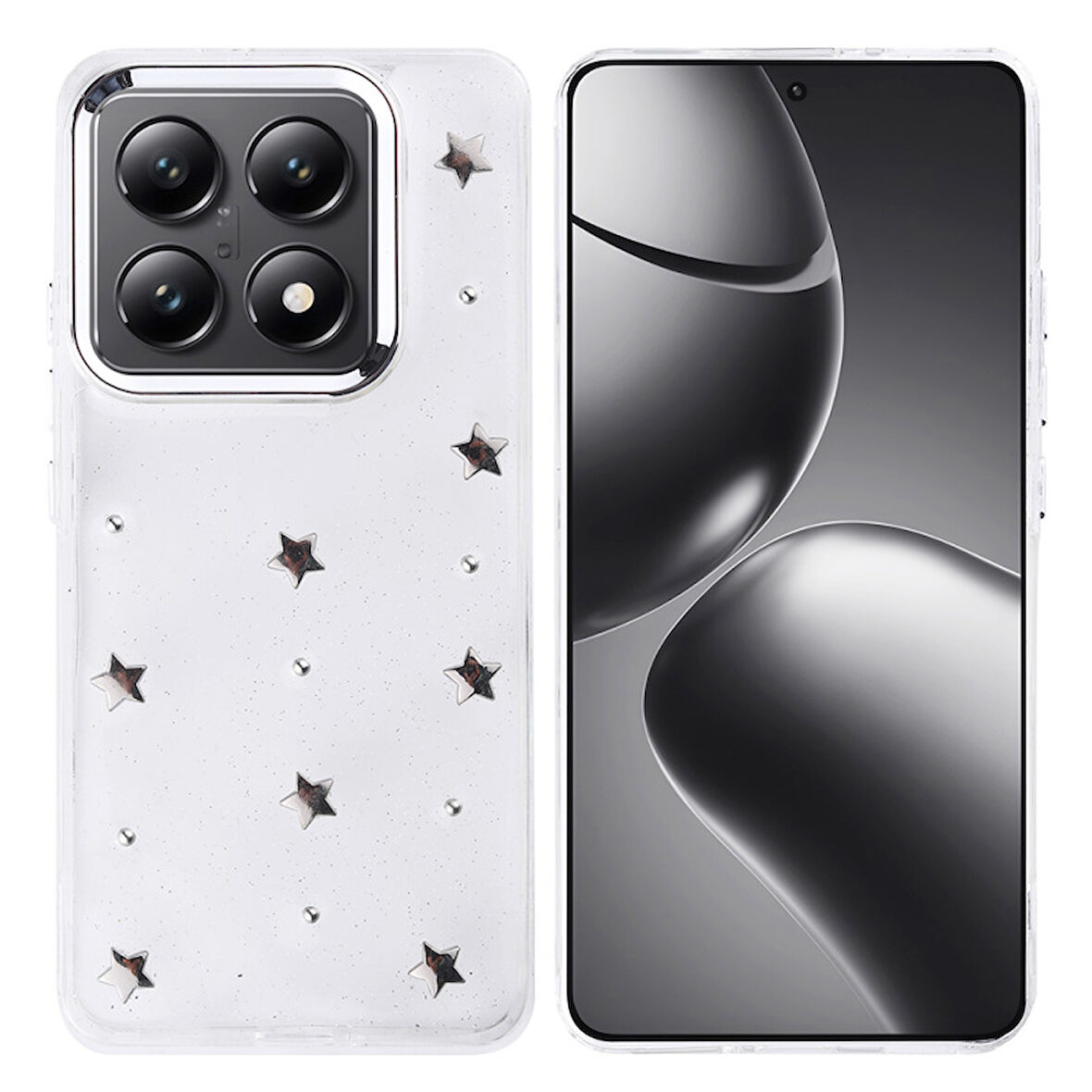 Xiaomi 14T Pro Kılıf Şeffaf Yapılı Sert Mini 3D Figürlü Şık Silikon Kapak RCV/Kutup