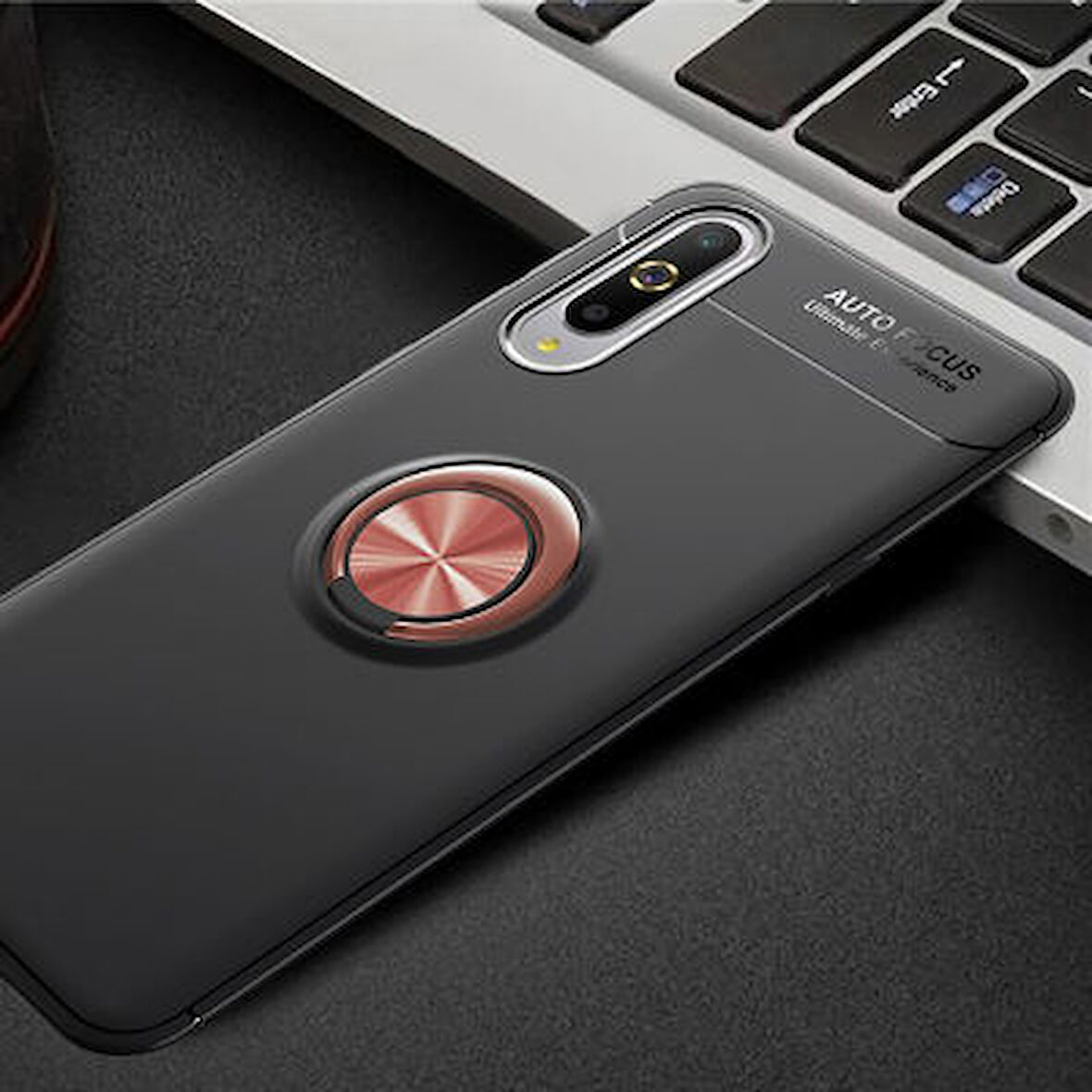 Xiaomi Mi A3 Kılıf Yüzüklü Şık Premium Silikon Kapak RCV/Ravel