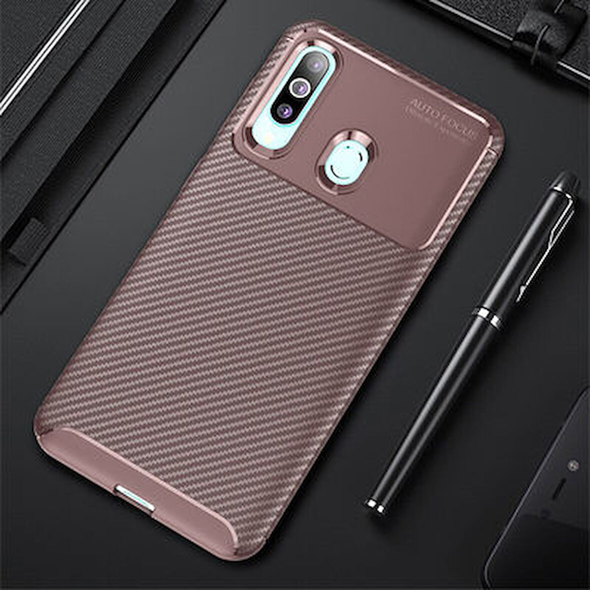 Samsung Galaxy A20S Kılıf Karekarbon Desenli Şık ve Dayanıklı Torvex Premium Silikon Kapak