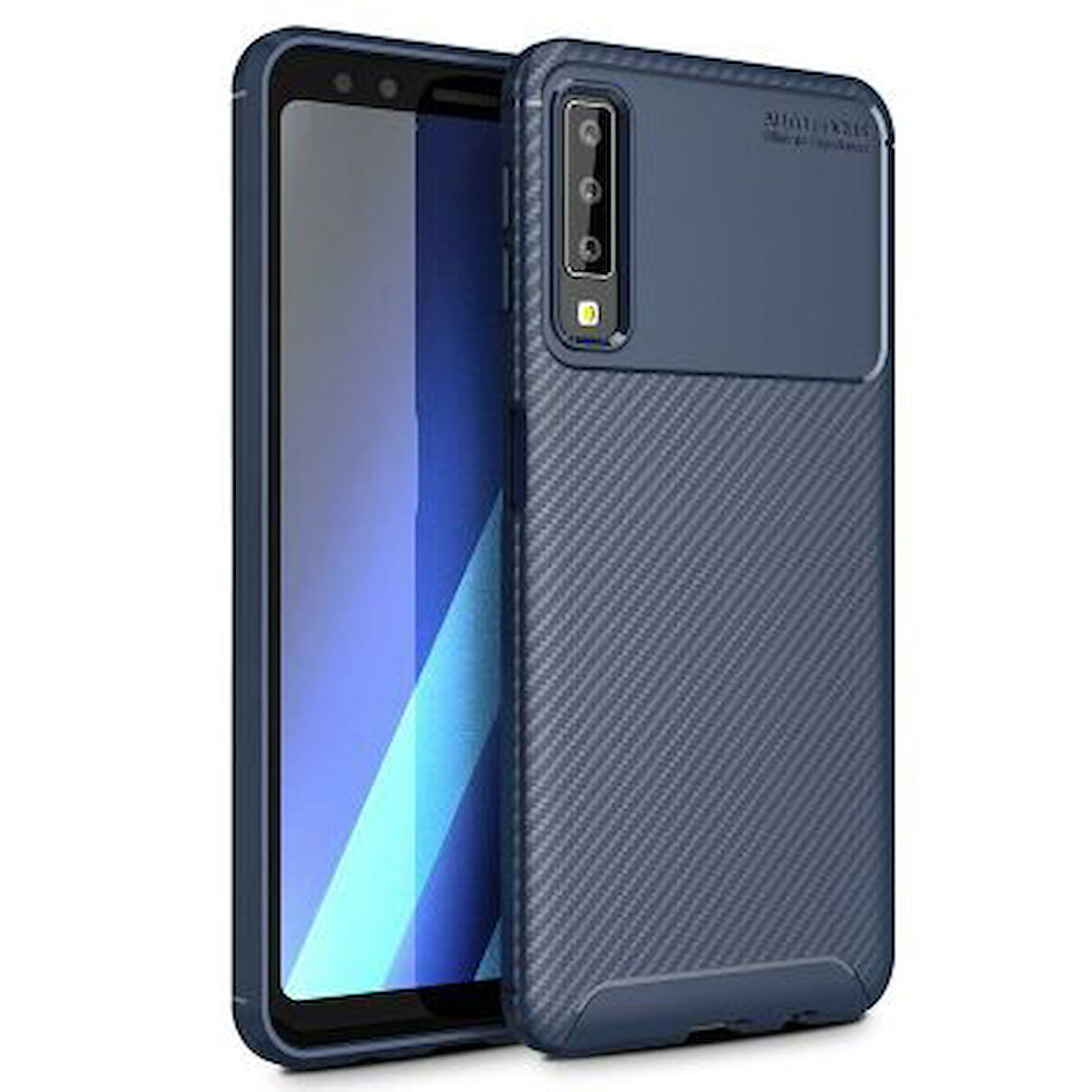 Samsung Galaxy A7 2018 Kılıf Karekarbon Desenli Şık ve Dayanıklı Torvex Premium Silikon Kapak