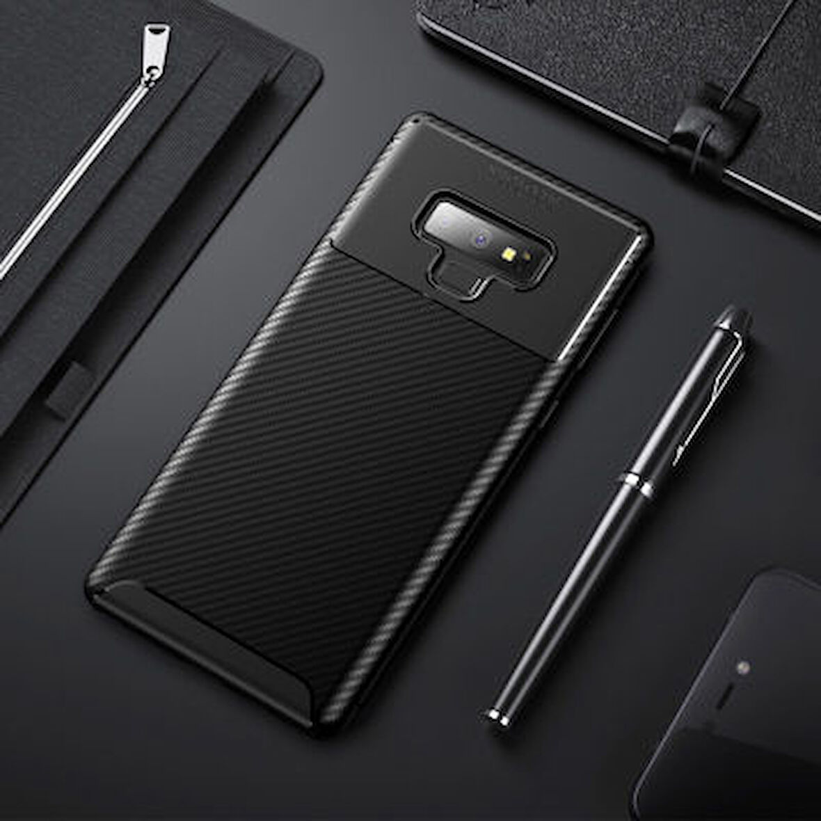 Samsung Galaxy Note 9 Kılıf Karekarbon Desenli Şık ve Dayanıklı Torvex Premium Silikon Kapak