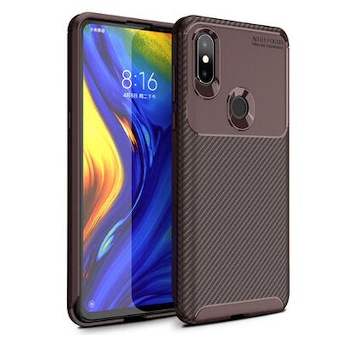 Xiaomi Mi Mix 3 Kılıf Karekarbon Desenli Şık ve Dayanıklı Torvex Premium Silikon Kapak