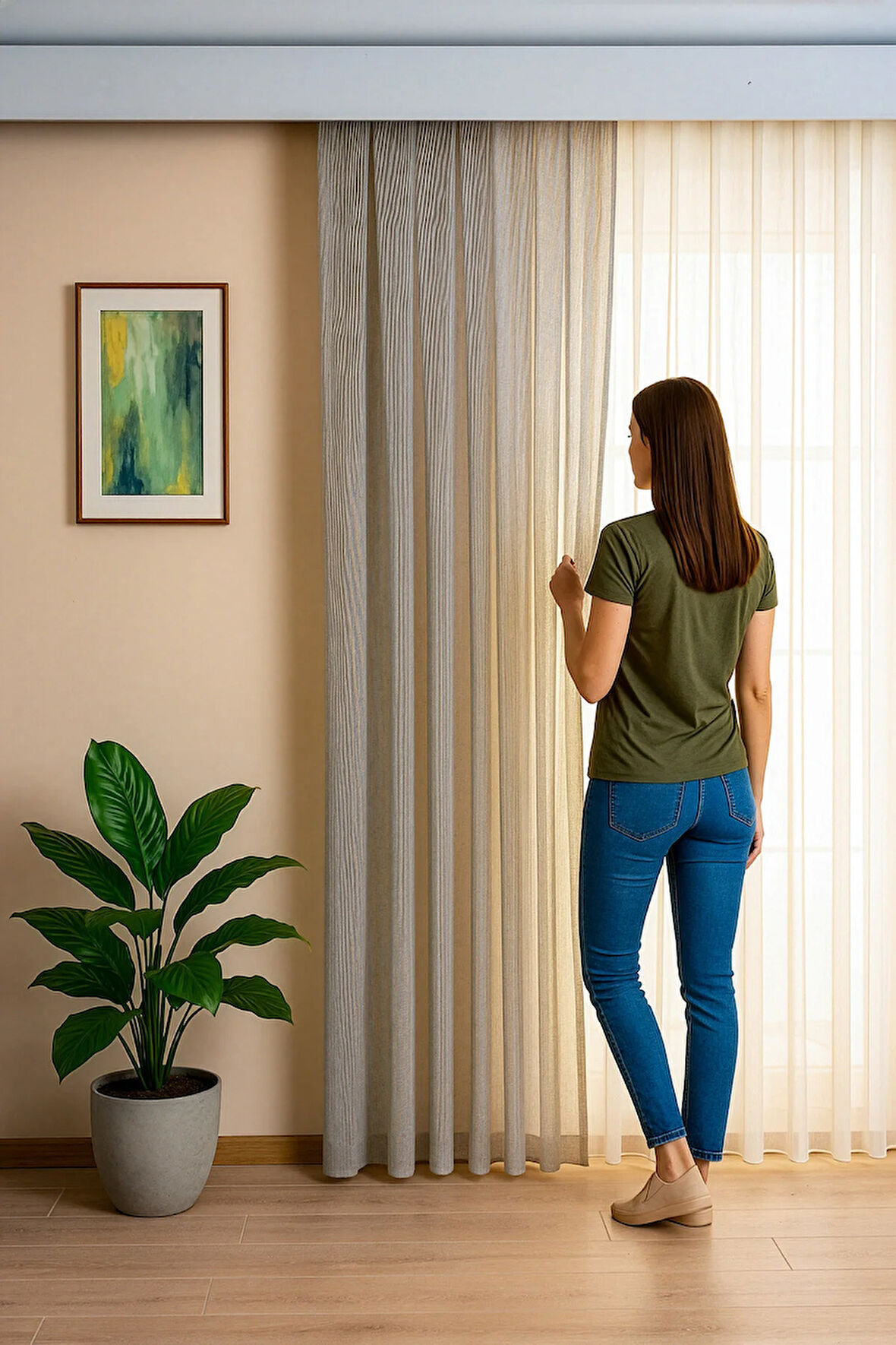 Keten İçeren Tül Perde Doğal Natural Ütü istemez  Salon Oturma Odası Yatak Odası Antre