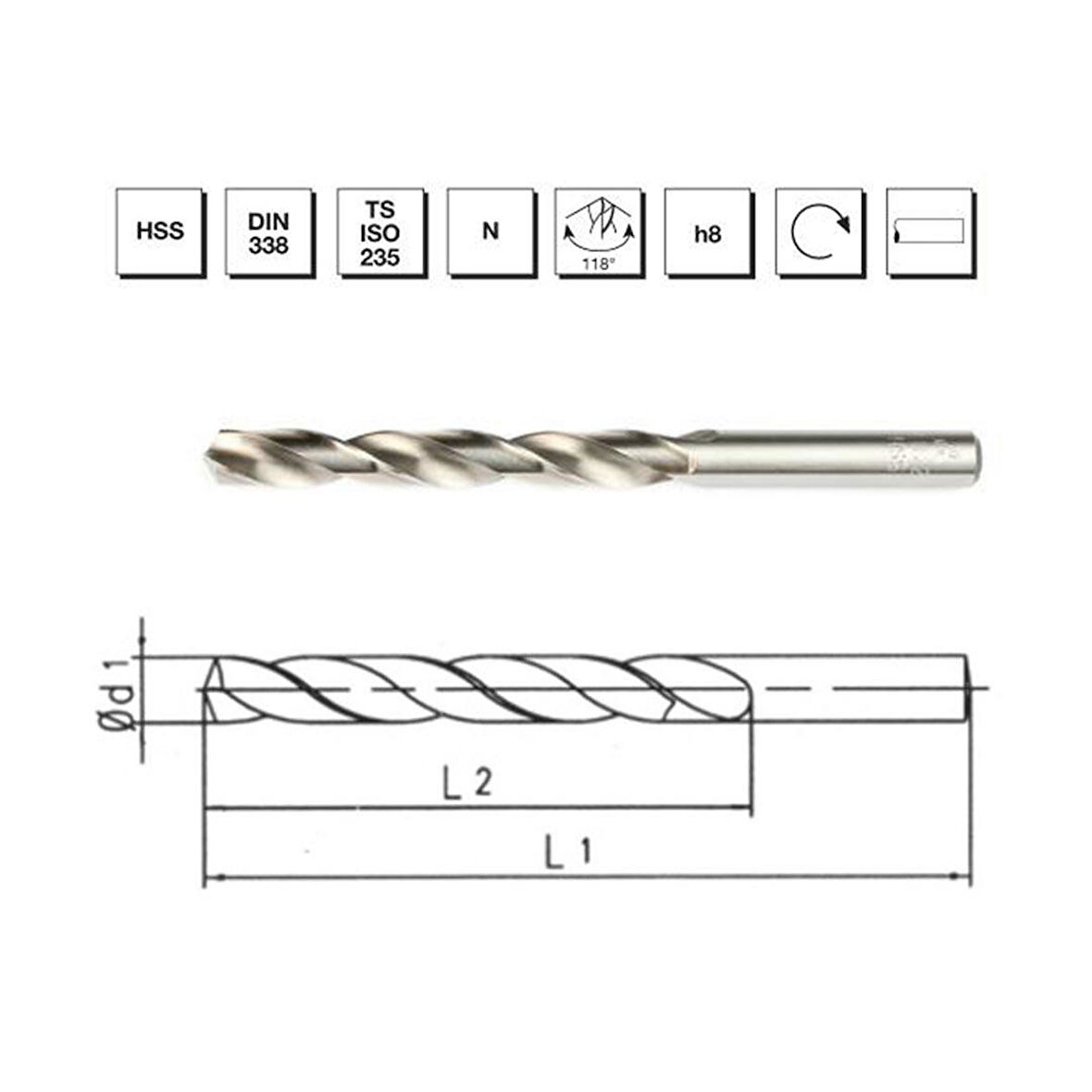 MTE Makina Takım 0.9 mm HSS DIN 338 Silindirik Saplı Matkap Ucu Taşlanmış - B00007000090
