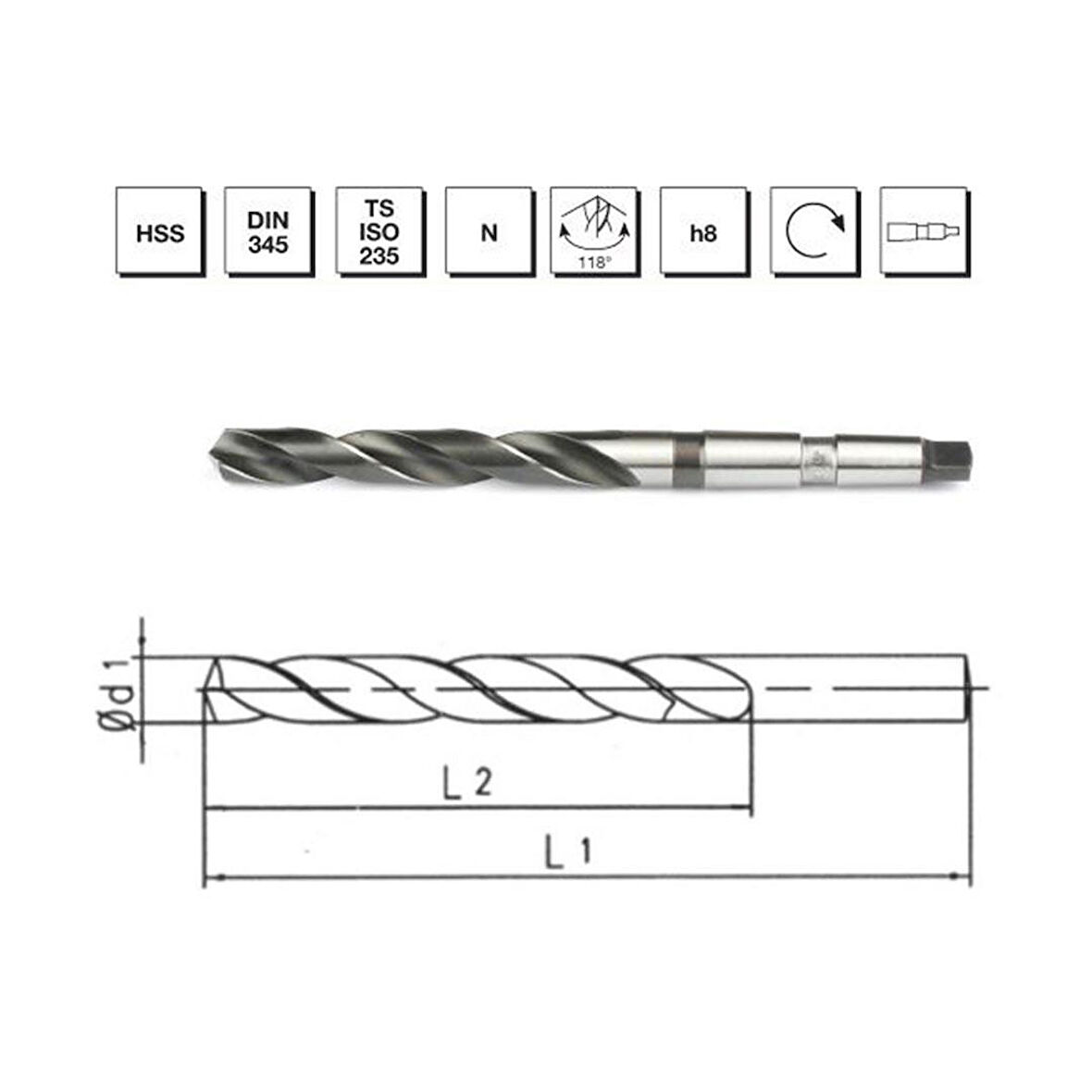 MTE Makina Takım 15.5 mm HSS DIN 345 Mors Konik Saplı Matkap Ucu - B00007401550