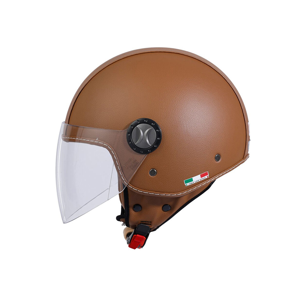 Sway 701 Yarım Yazlık Kask Deri Kaplı Kahverengi X-LARGE