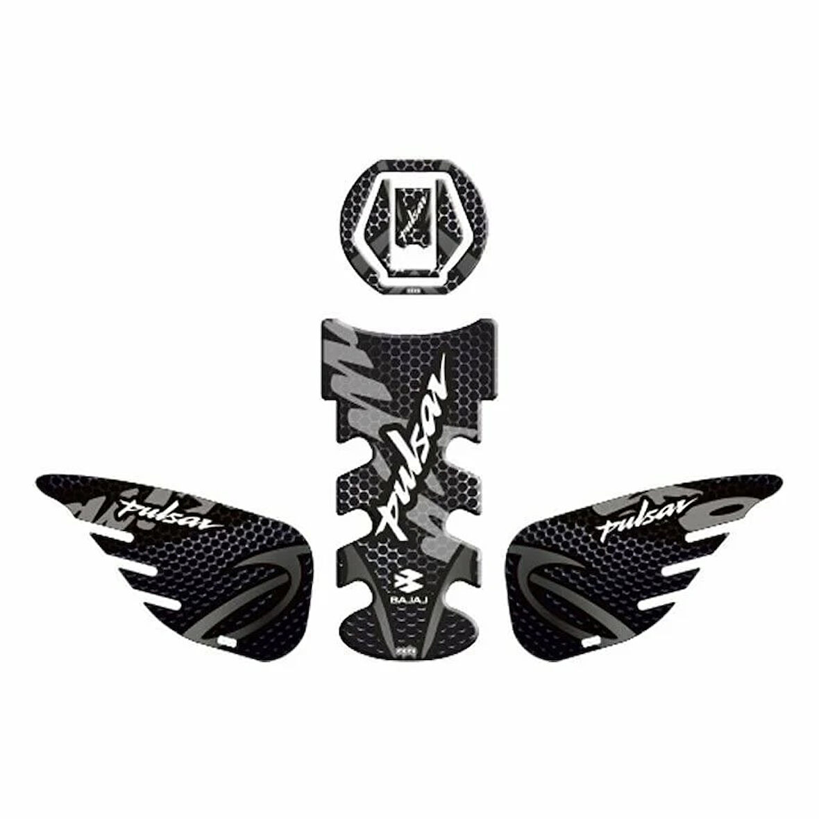 Gogo Tank Pad Seti 005 Bajaj Pulsar Siyah Gri Beyaz 2014-2024