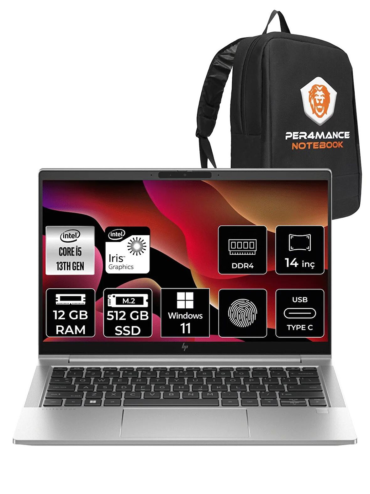 HP EliteBook 640 G10 i5-1335U 12GB RAM 512GB SSD 14'' FHD W11PRO 8A572EA & PER4 ÇANTA