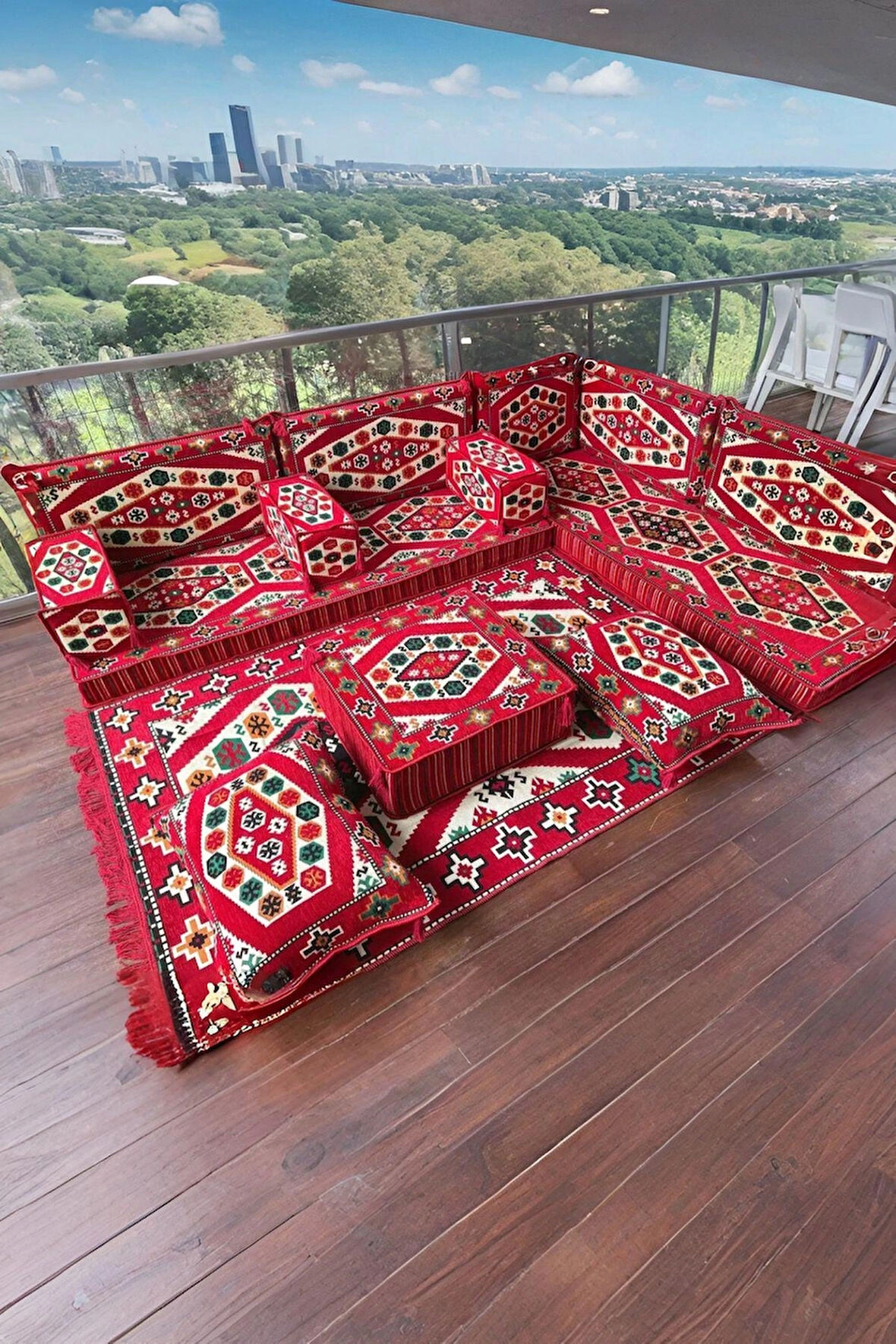 Şark Köşesi Yer Minderi Takımı Otantik Rahat Oturma Minderi Salon Balkon İçin