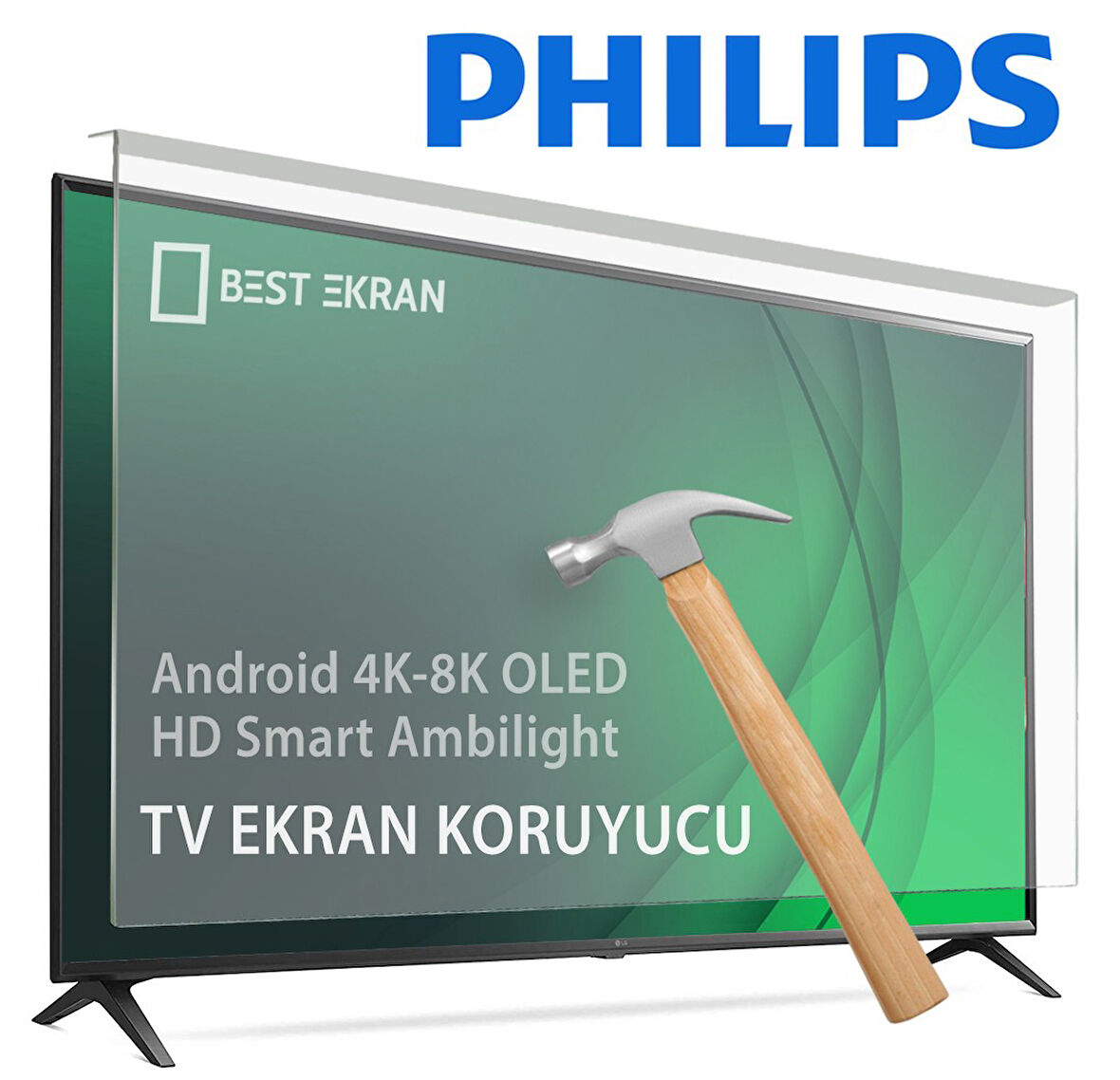 Philips 50PUS8500 TV EKRAN KORUYUCU - Philips 50" inç 126cm 4K UHD Dolby Atmos Titan OS Ambilight Qled