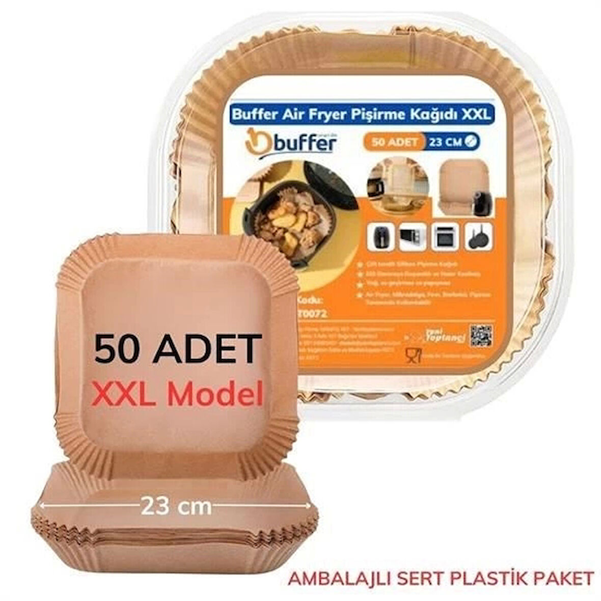 İpek Yıldızı® 50 Adet Air Fryer Pişirme Kağıdı Tek Kullanımlık 23 Cm Kare Pişirme Kağıdı XXL